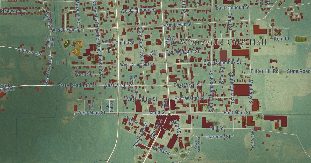 Map of Whiteville, North Carolina in 2026