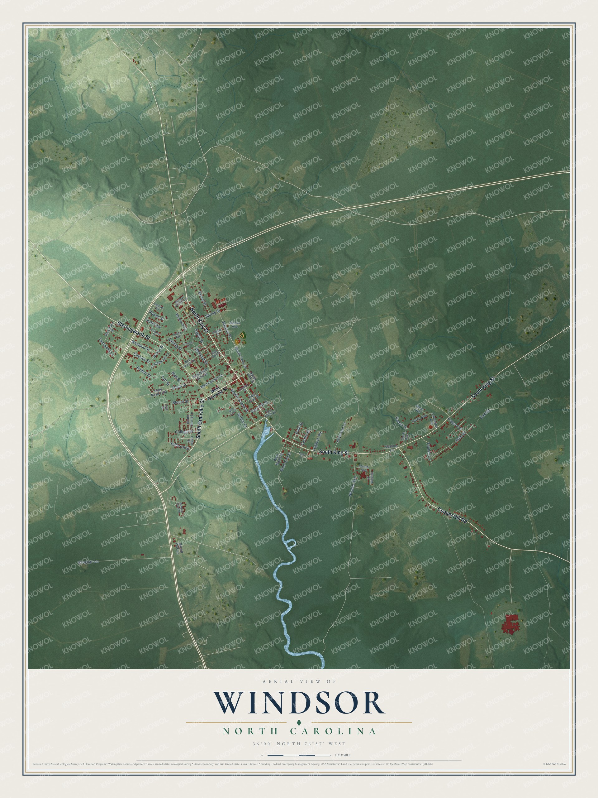 Watermarked full-map preview of Windsor, North Carolina
