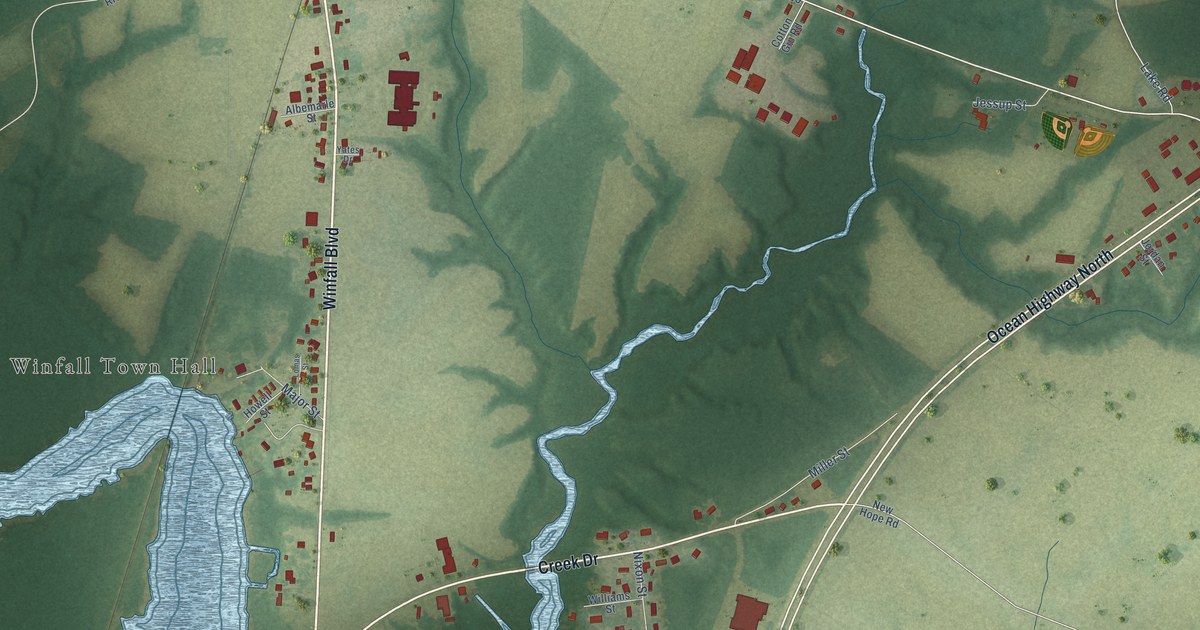 Map of Winfall, North Carolina in 2026