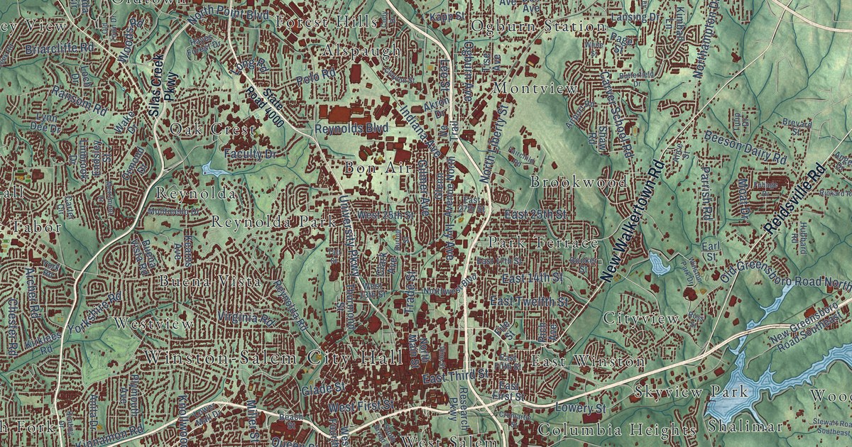 Map of Winston-Salem, North Carolina in 2026