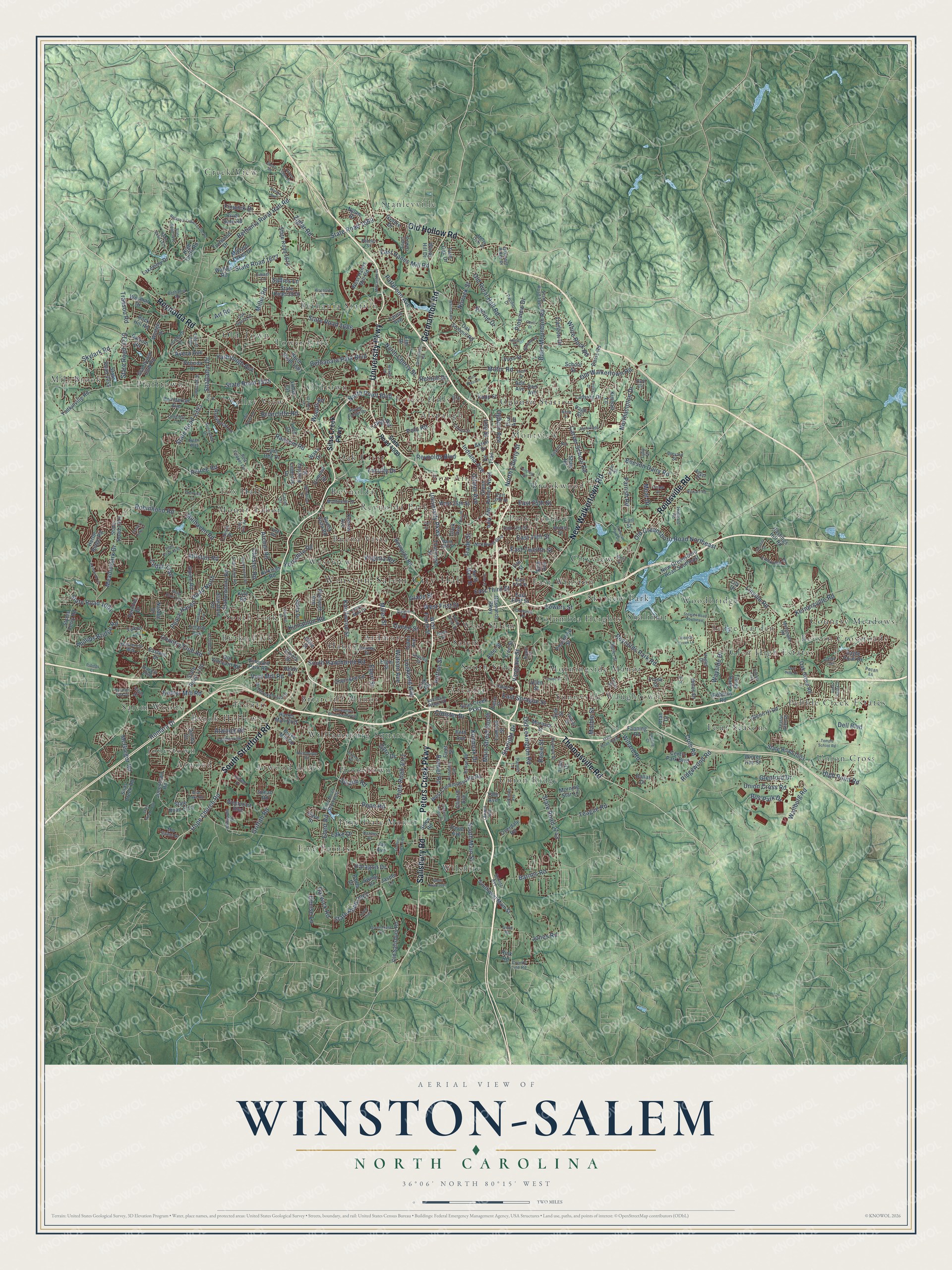 Watermarked full-map preview of Winston-Salem, North Carolina