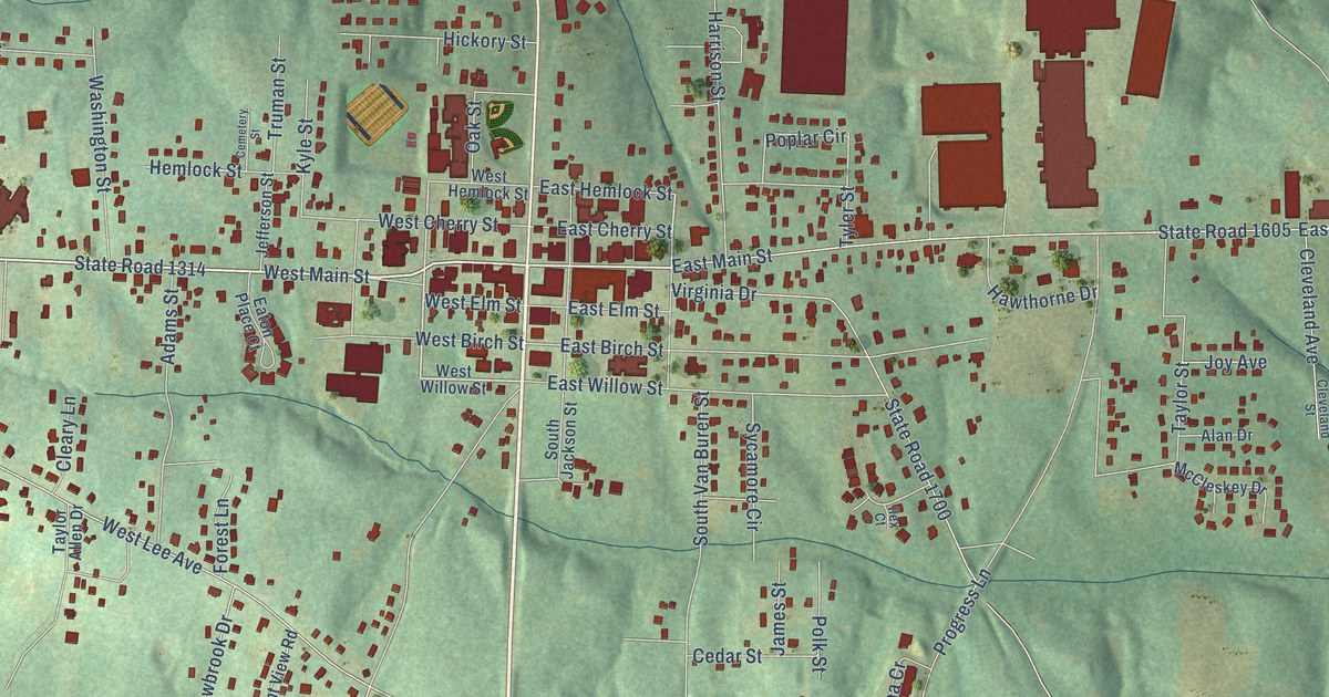 Map of Yadkinville, North Carolina in 2026
