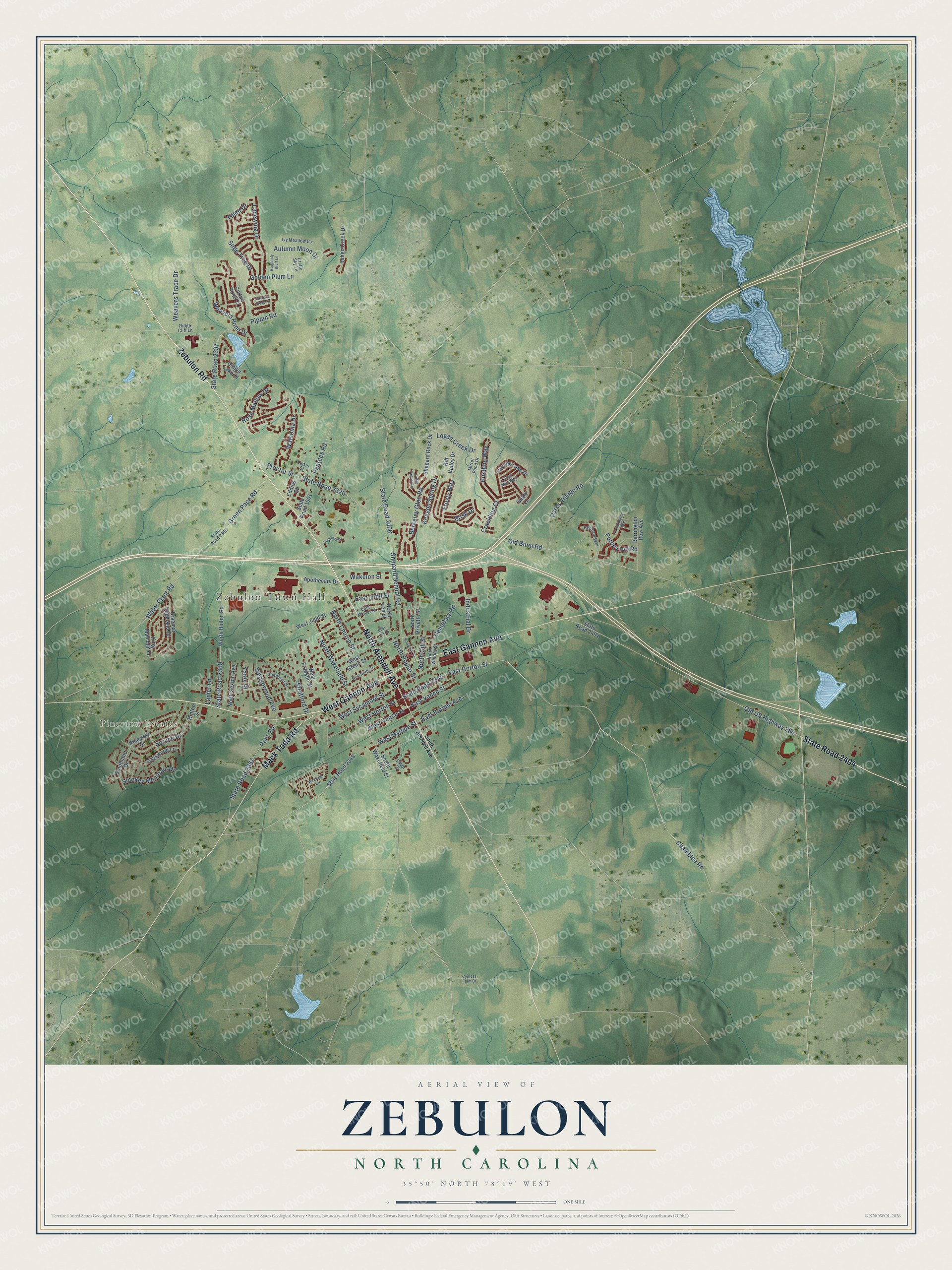 Watermarked full-map preview of Zebulon, North Carolina