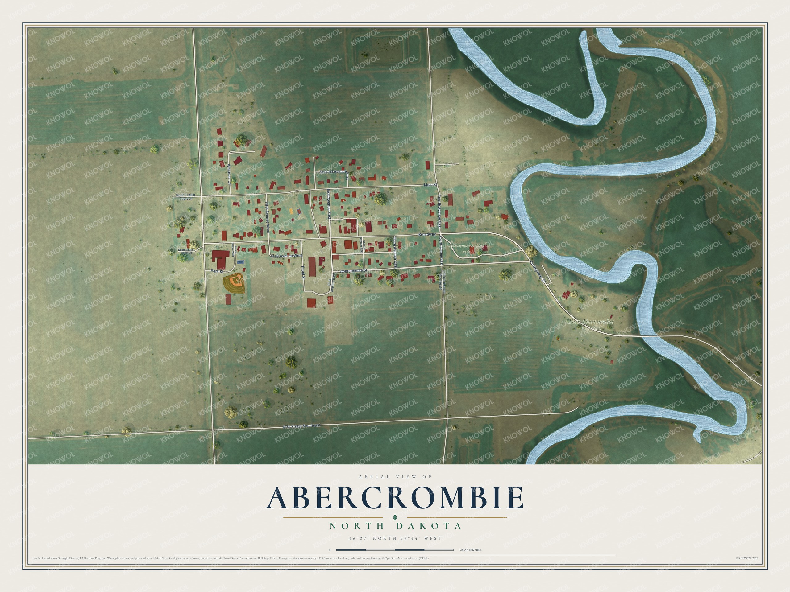 Watermarked full-map preview of Abercrombie, North Dakota