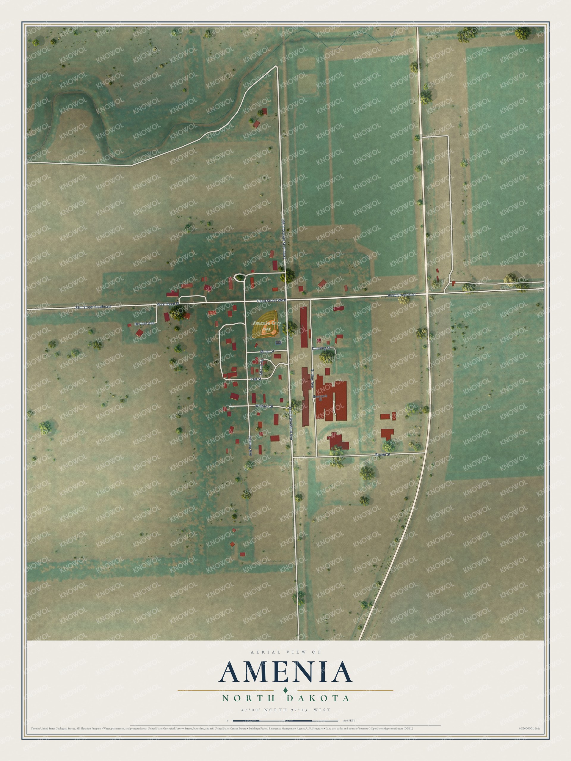 Watermarked full-map preview of Amenia, North Dakota