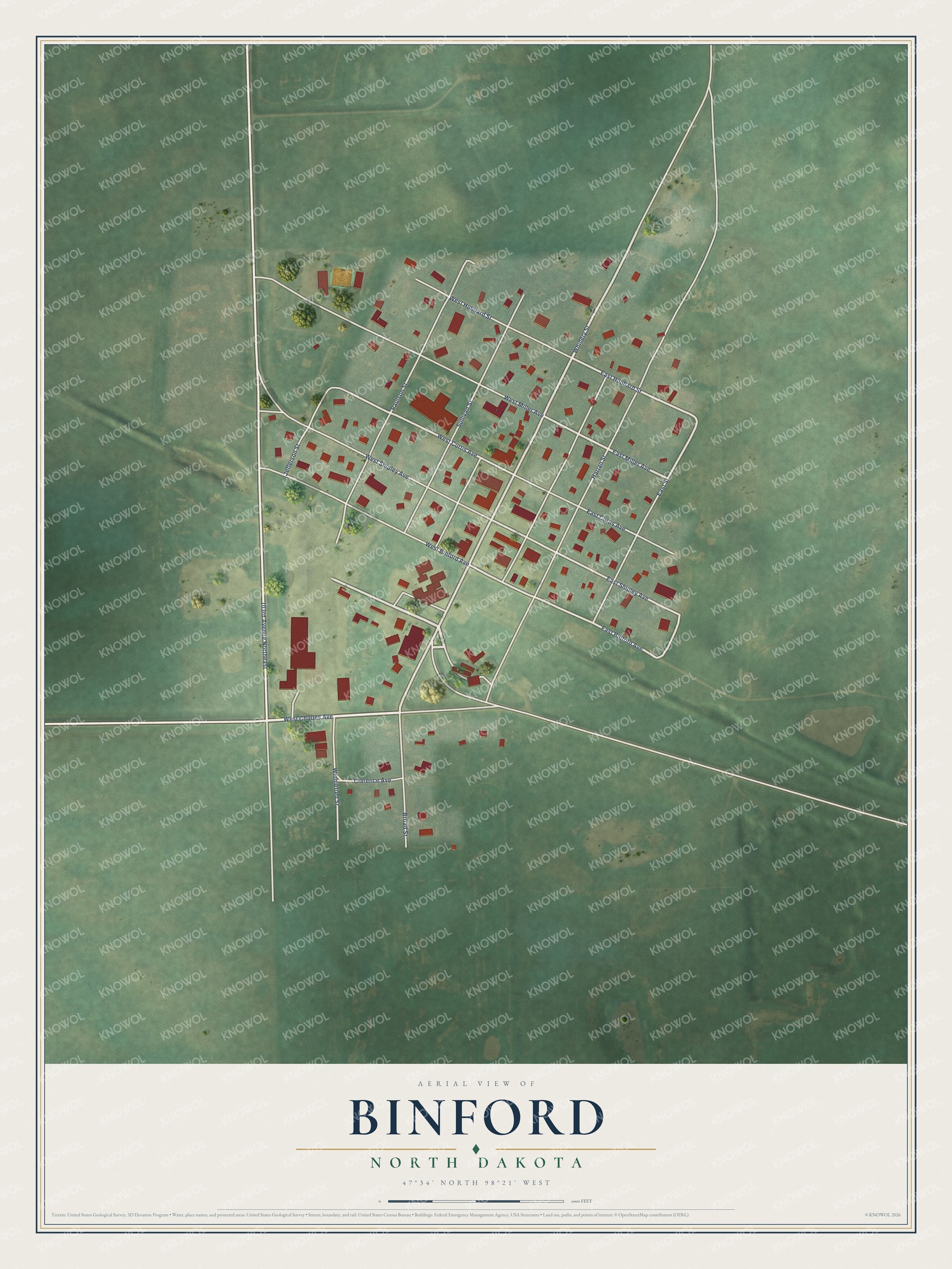 Watermarked full-map preview of Binford, North Dakota