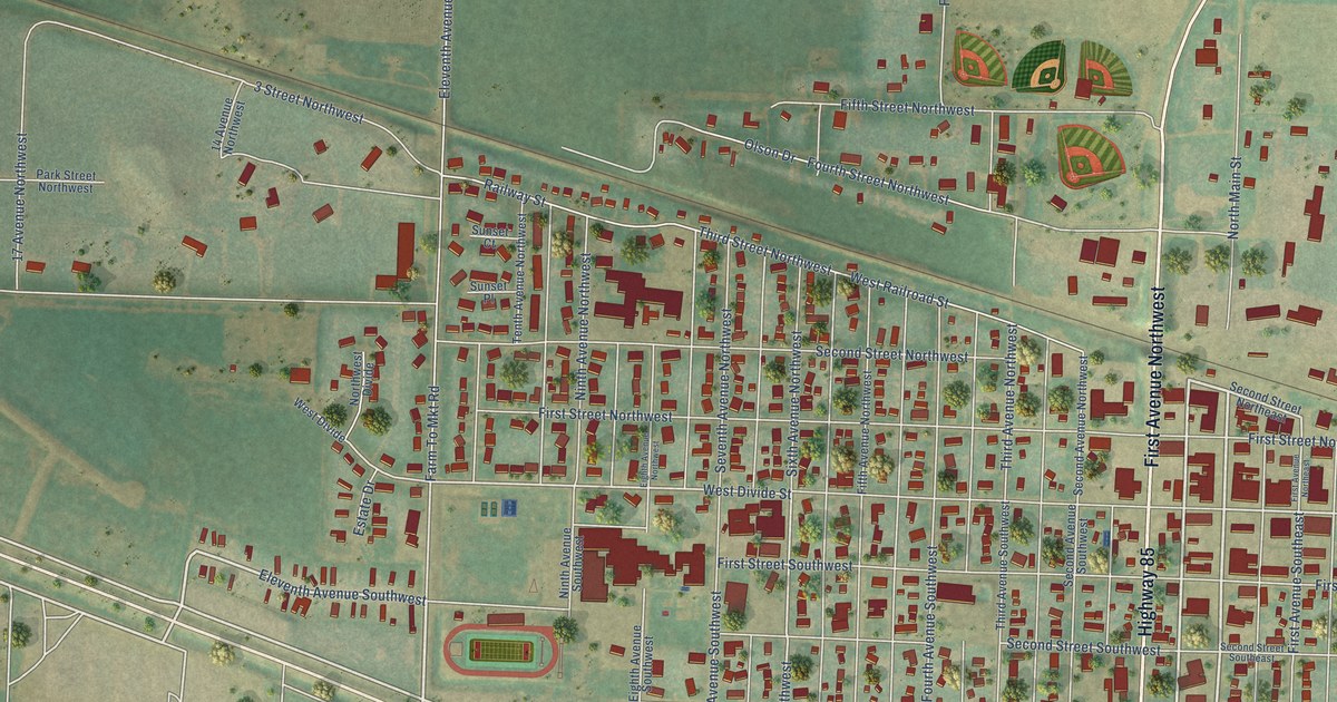 Map of Bowman, North Dakota in 2026