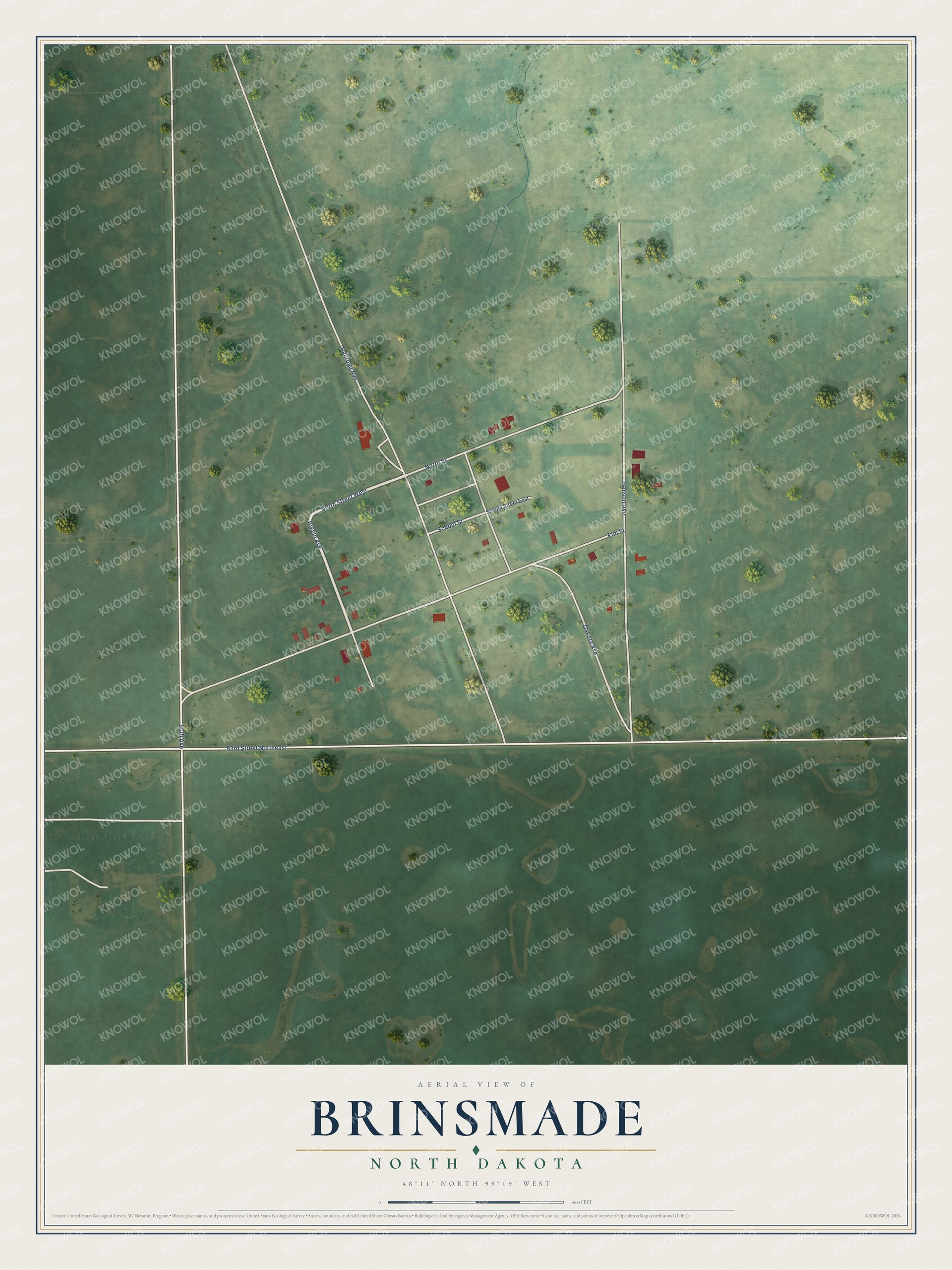 Watermarked full-map preview of Brinsmade, North Dakota