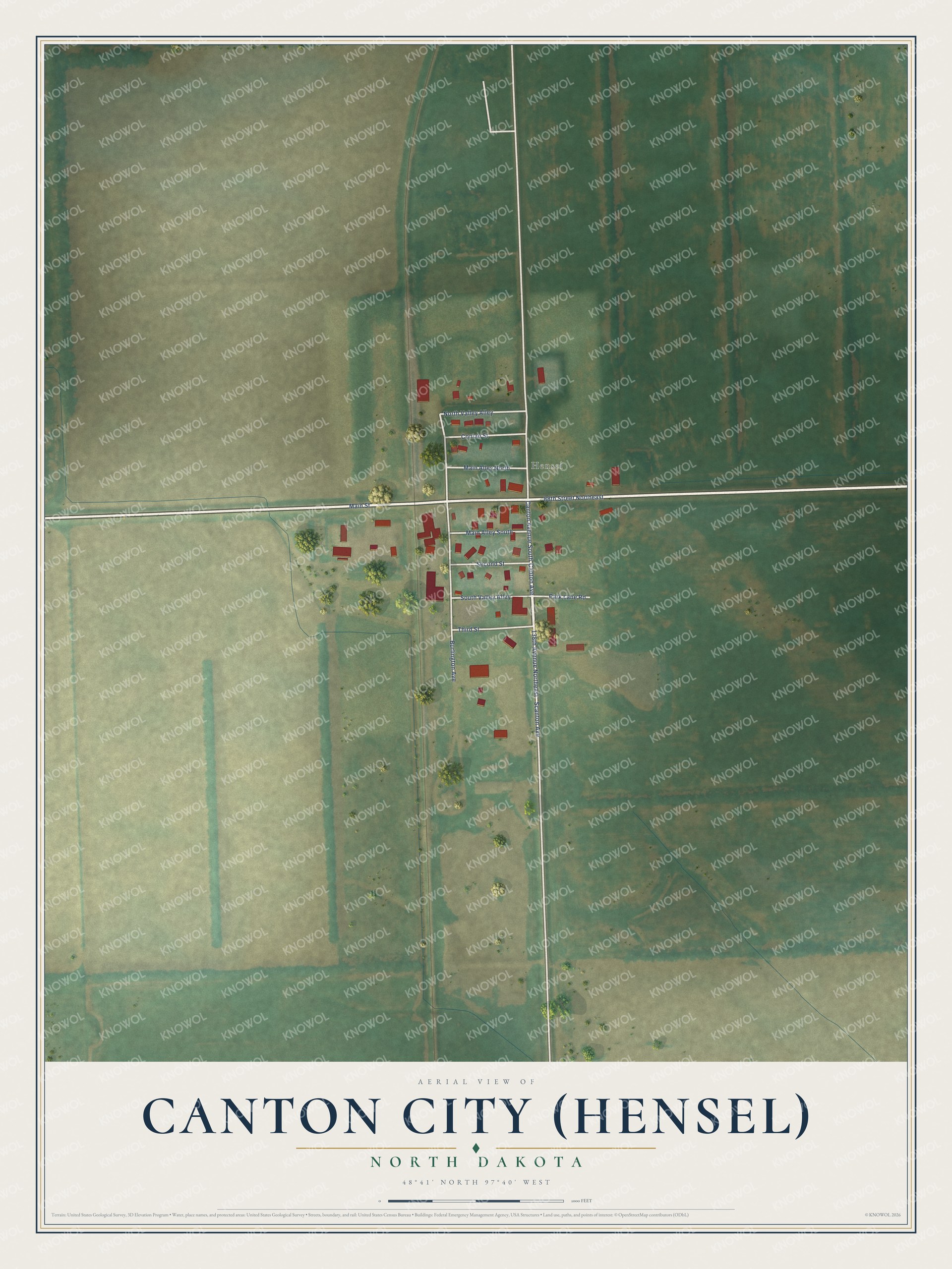Watermarked full-map preview of Canton City (Hensel), North Dakota
