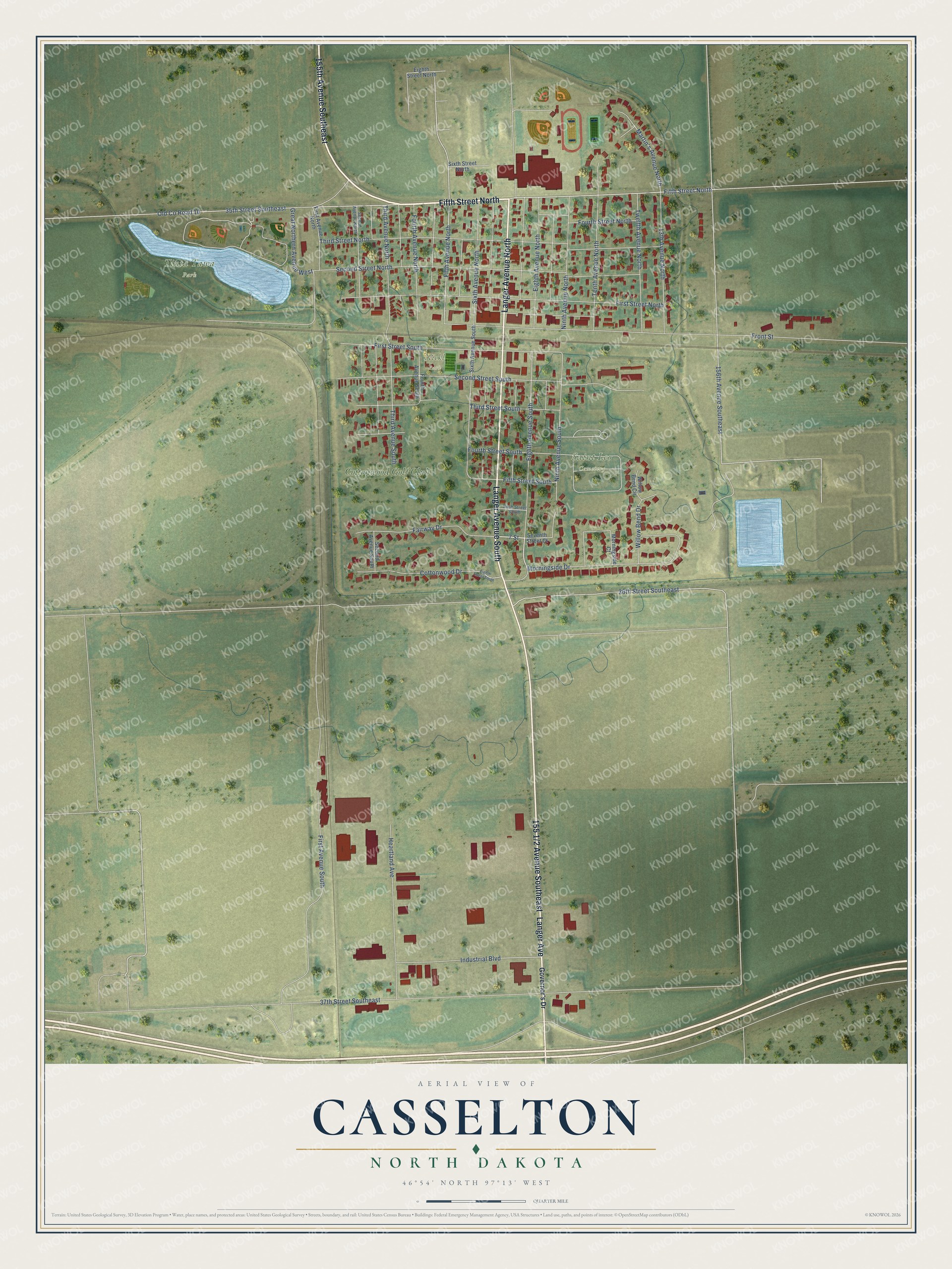 Watermarked full-map preview of Casselton, North Dakota