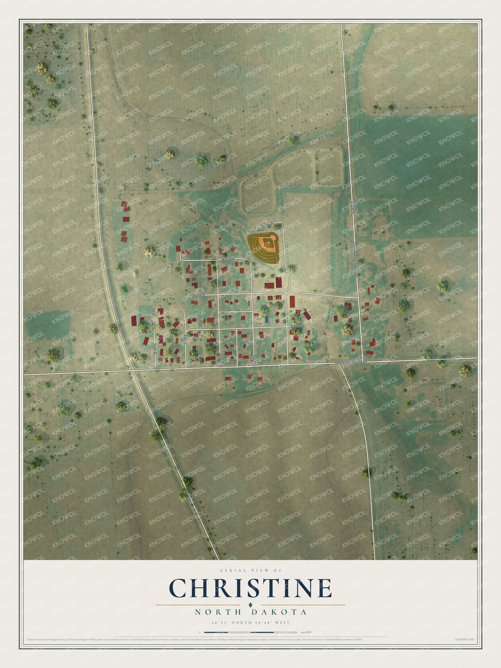 Watermarked full-map preview of Christine, North Dakota