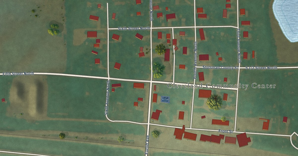 Map of Cleveland, North Dakota in 2026