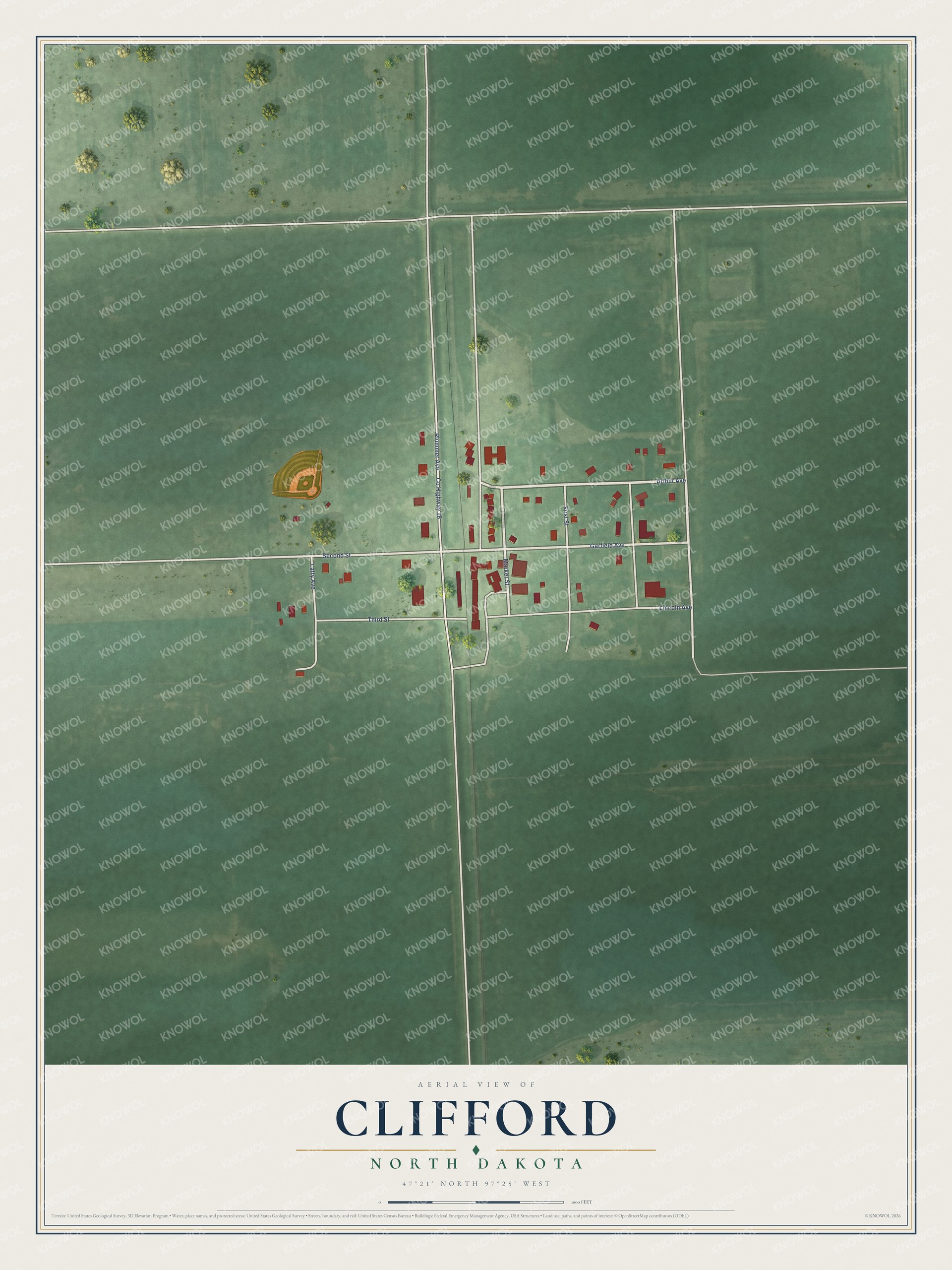 Watermarked full-map preview of Clifford, North Dakota