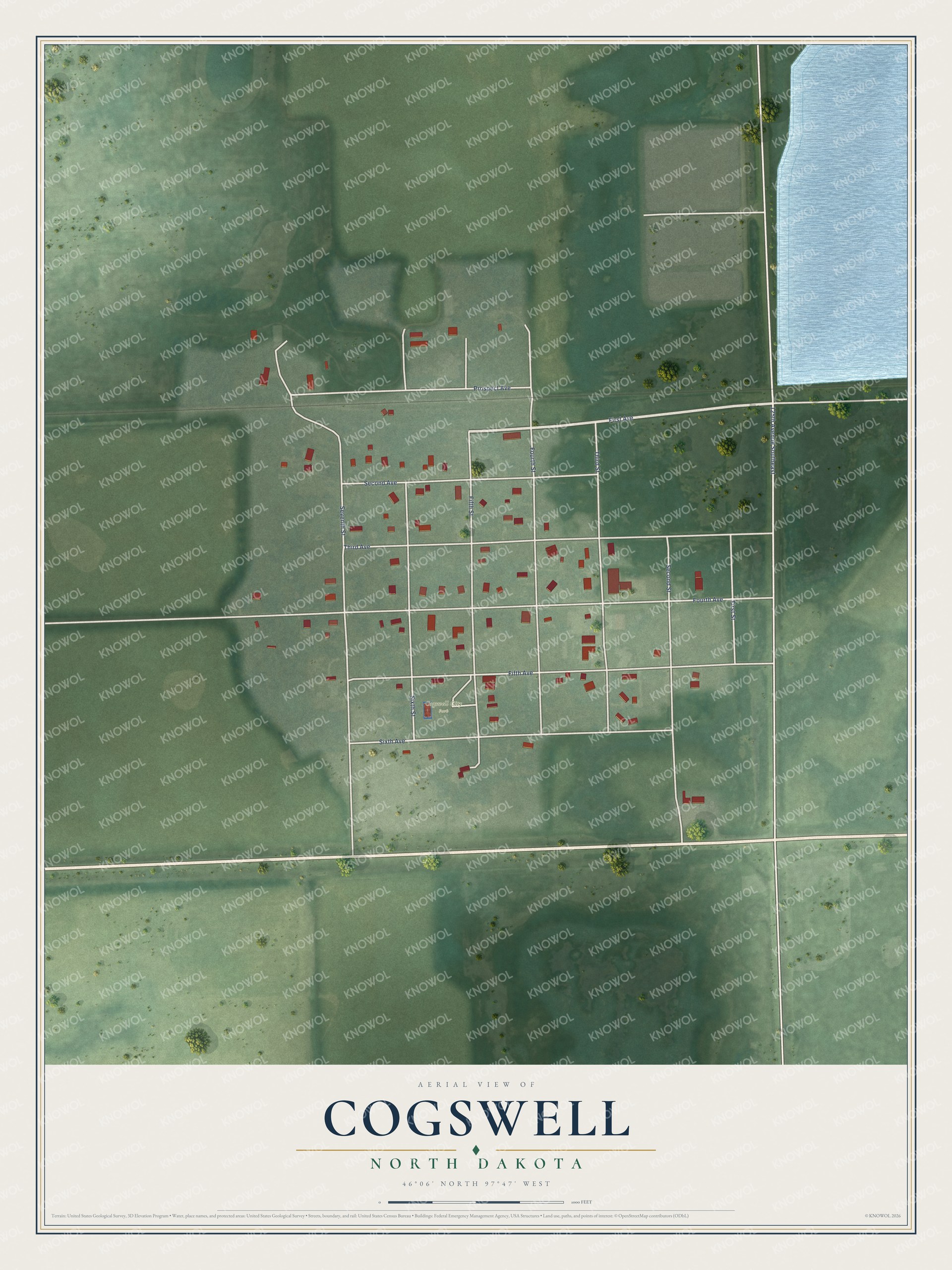 Watermarked full-map preview of Cogswell, North Dakota