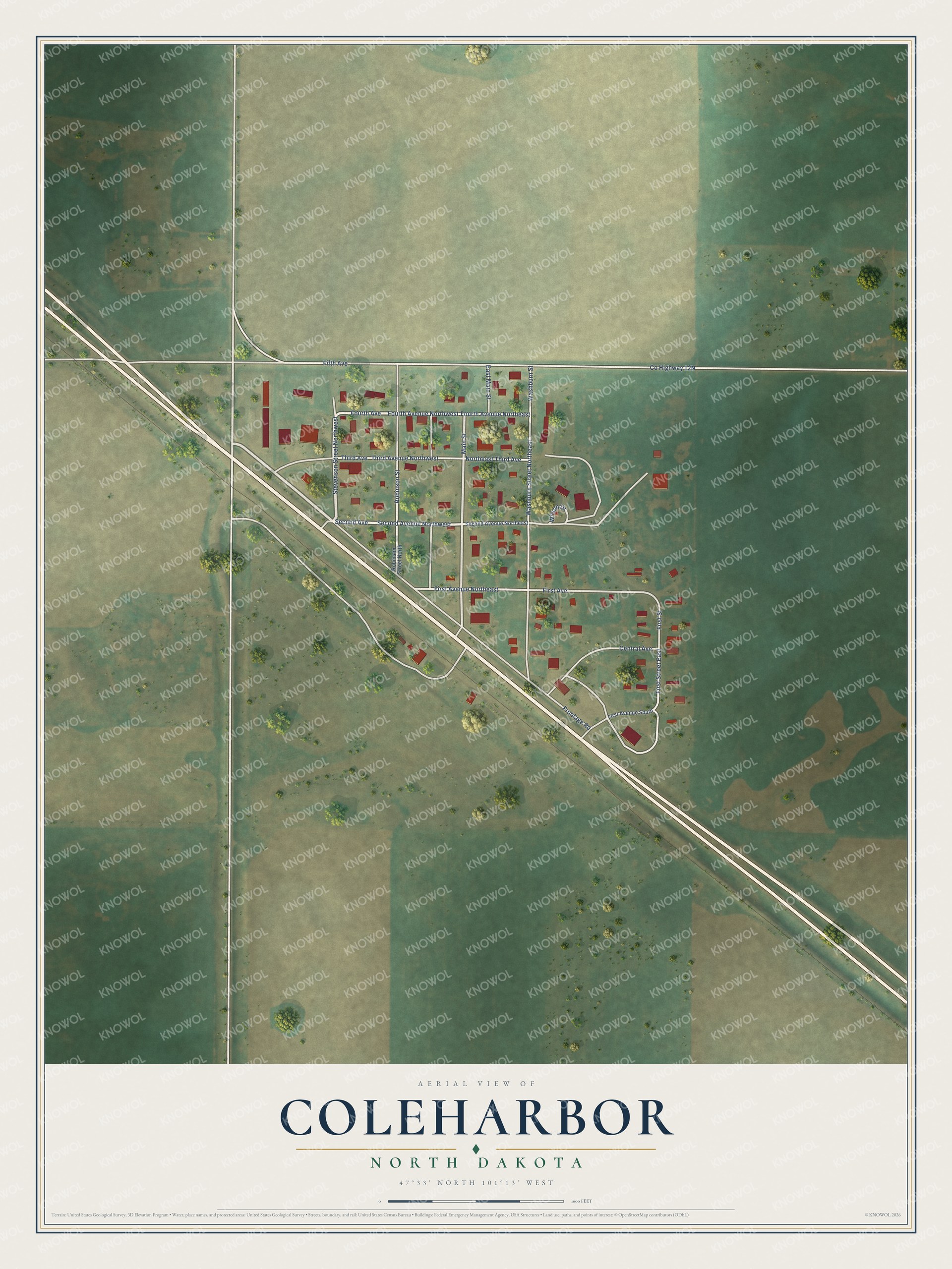 Watermarked full-map preview of Coleharbor, North Dakota