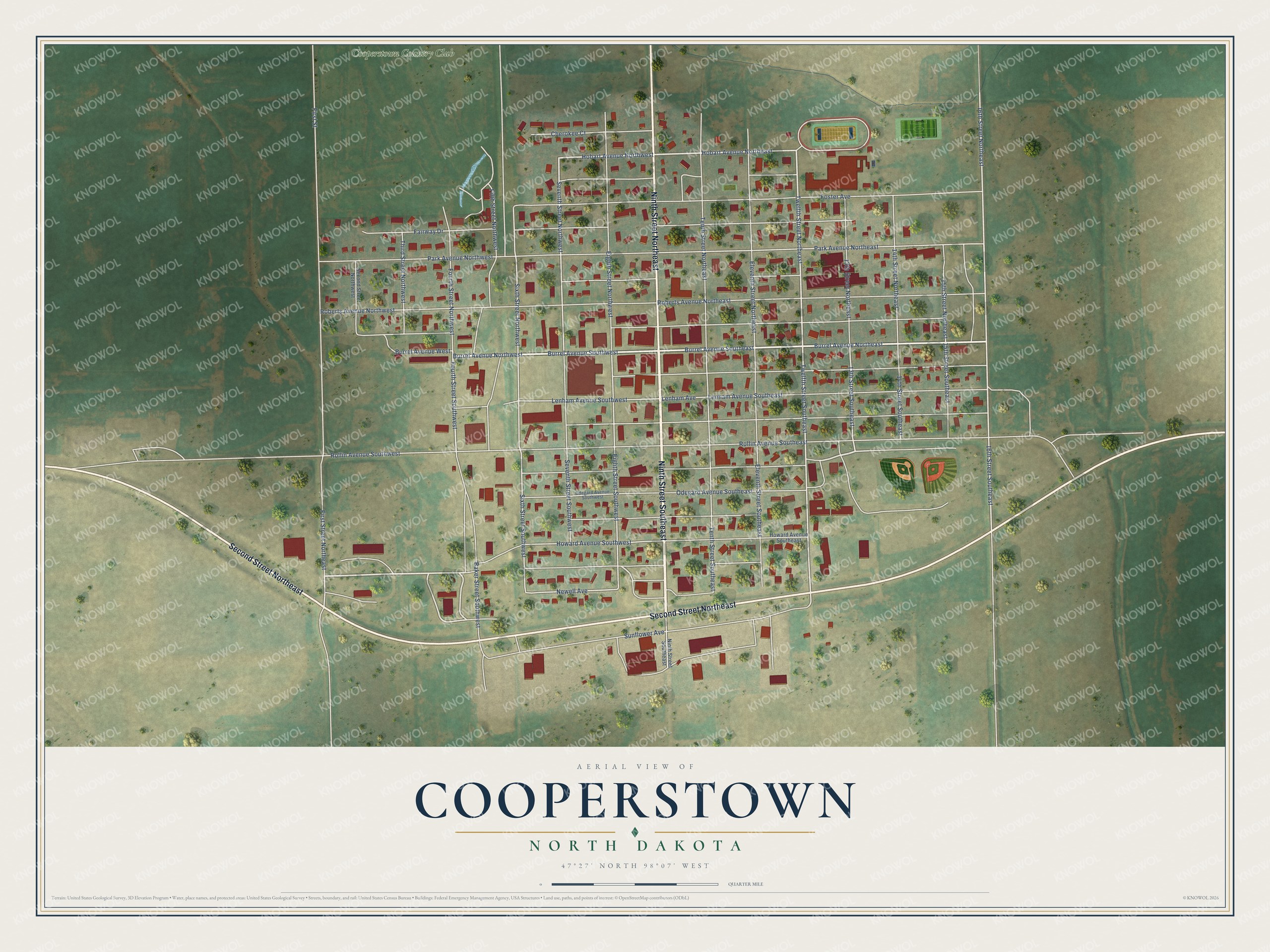 Watermarked full-map preview of Cooperstown, North Dakota