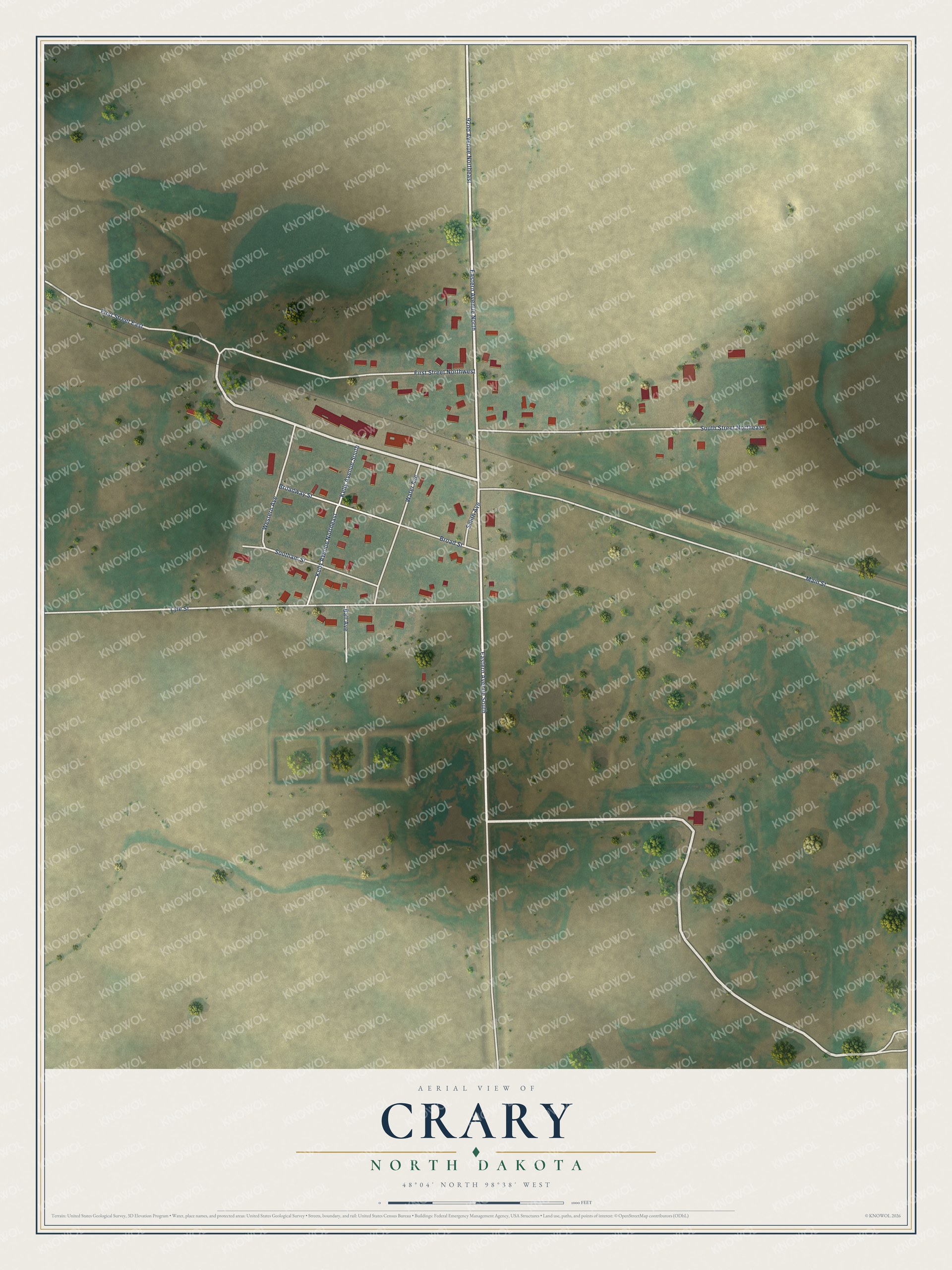 Watermarked full-map preview of Crary, North Dakota