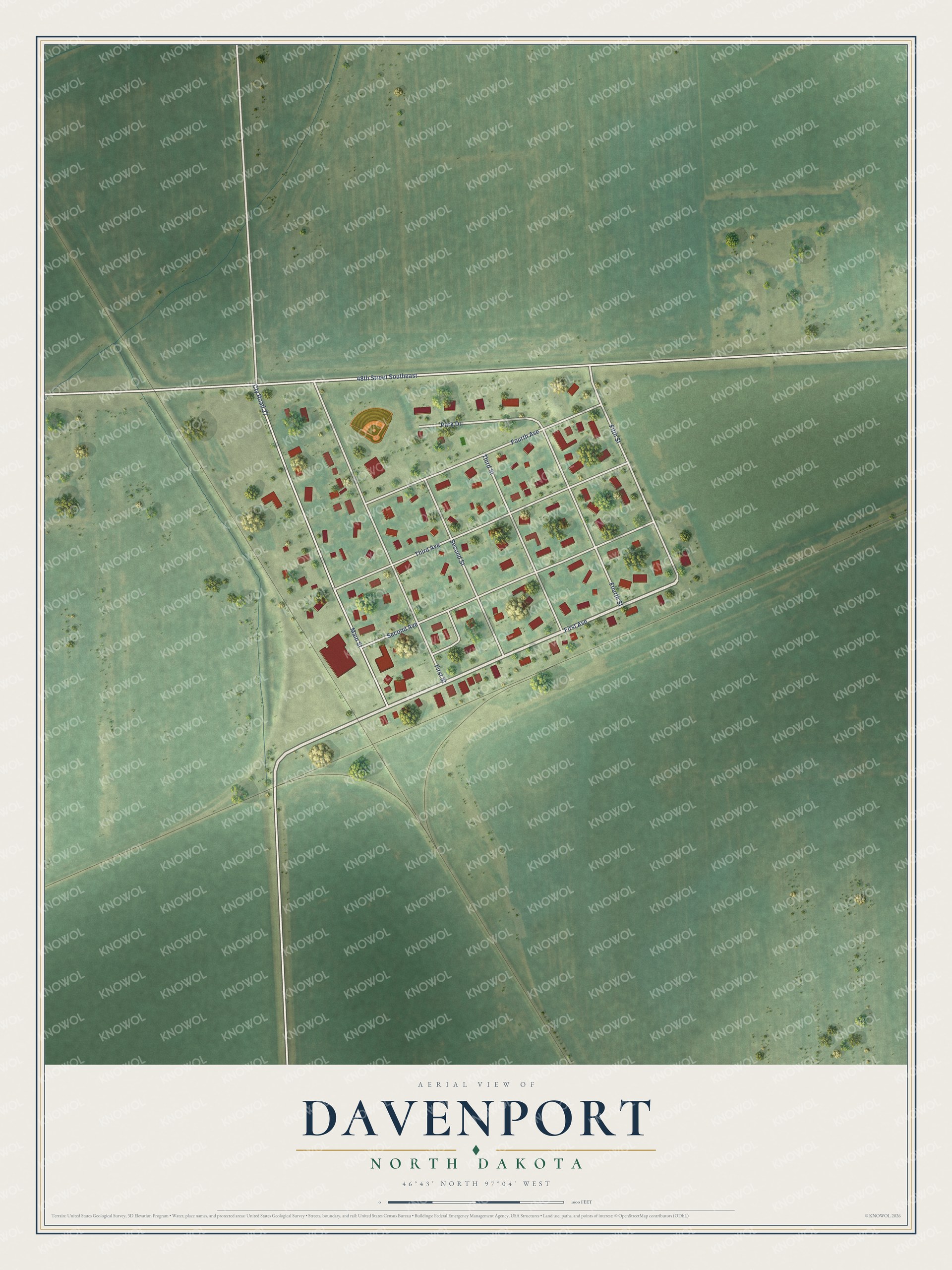 Watermarked full-map preview of Davenport, North Dakota