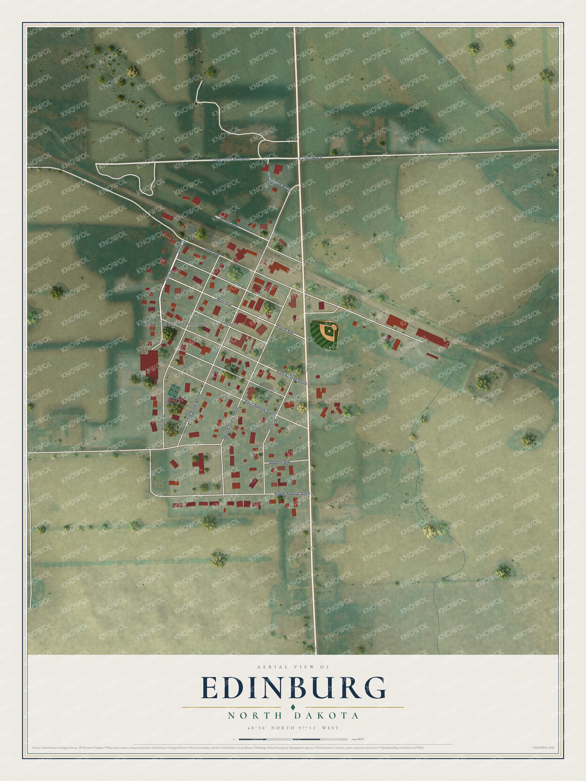 Watermarked full-map preview of Edinburg, North Dakota