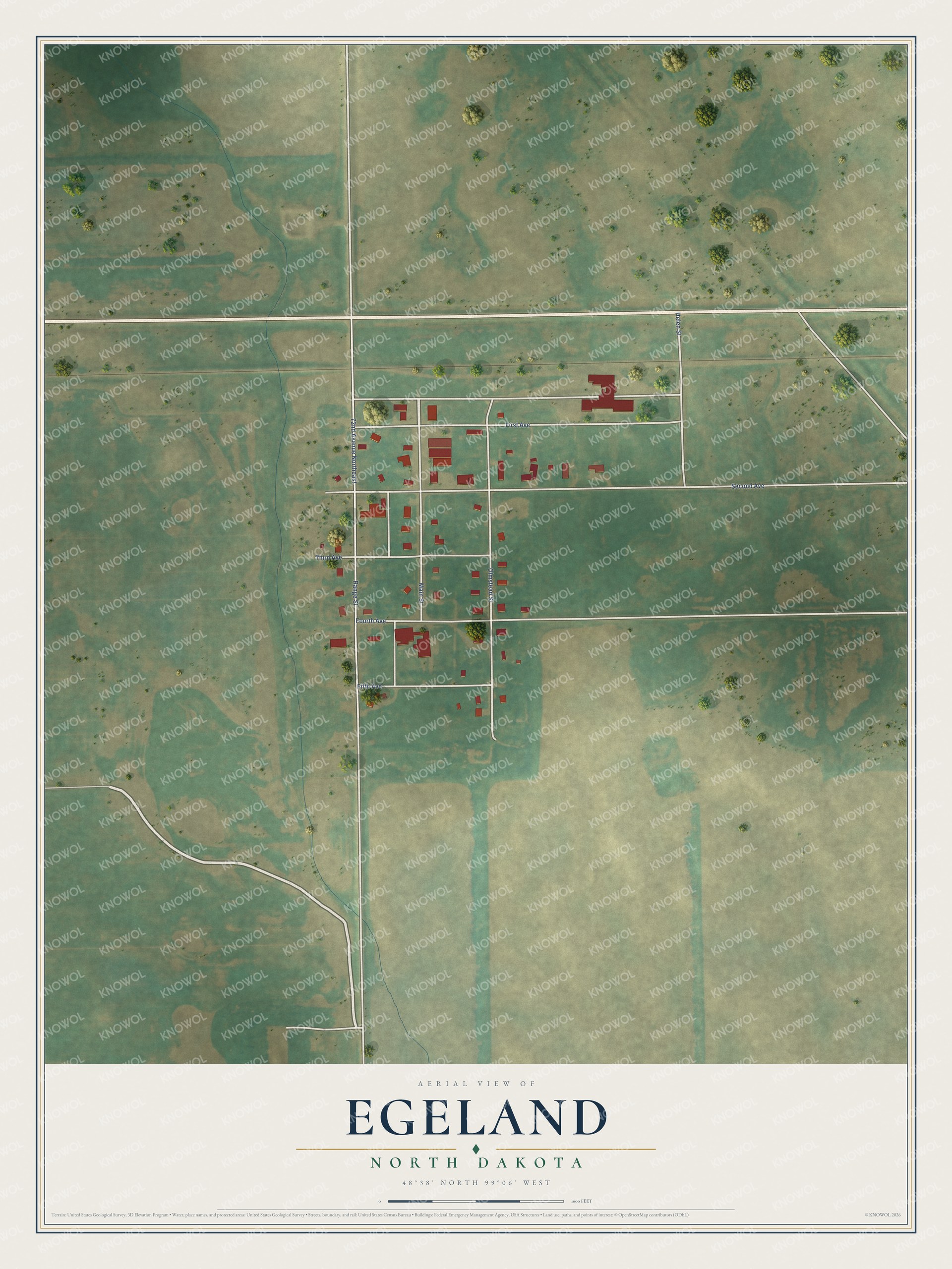 Watermarked full-map preview of Egeland, North Dakota