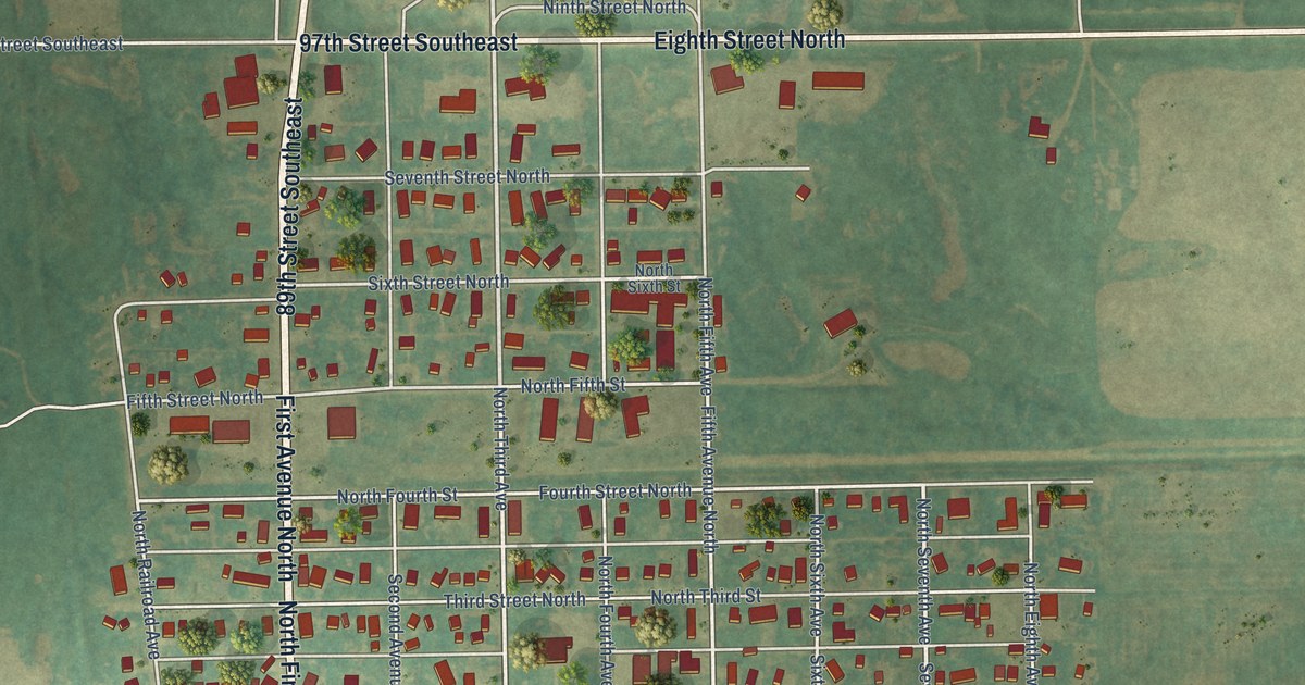 Map of Ellendale, North Dakota in 2026