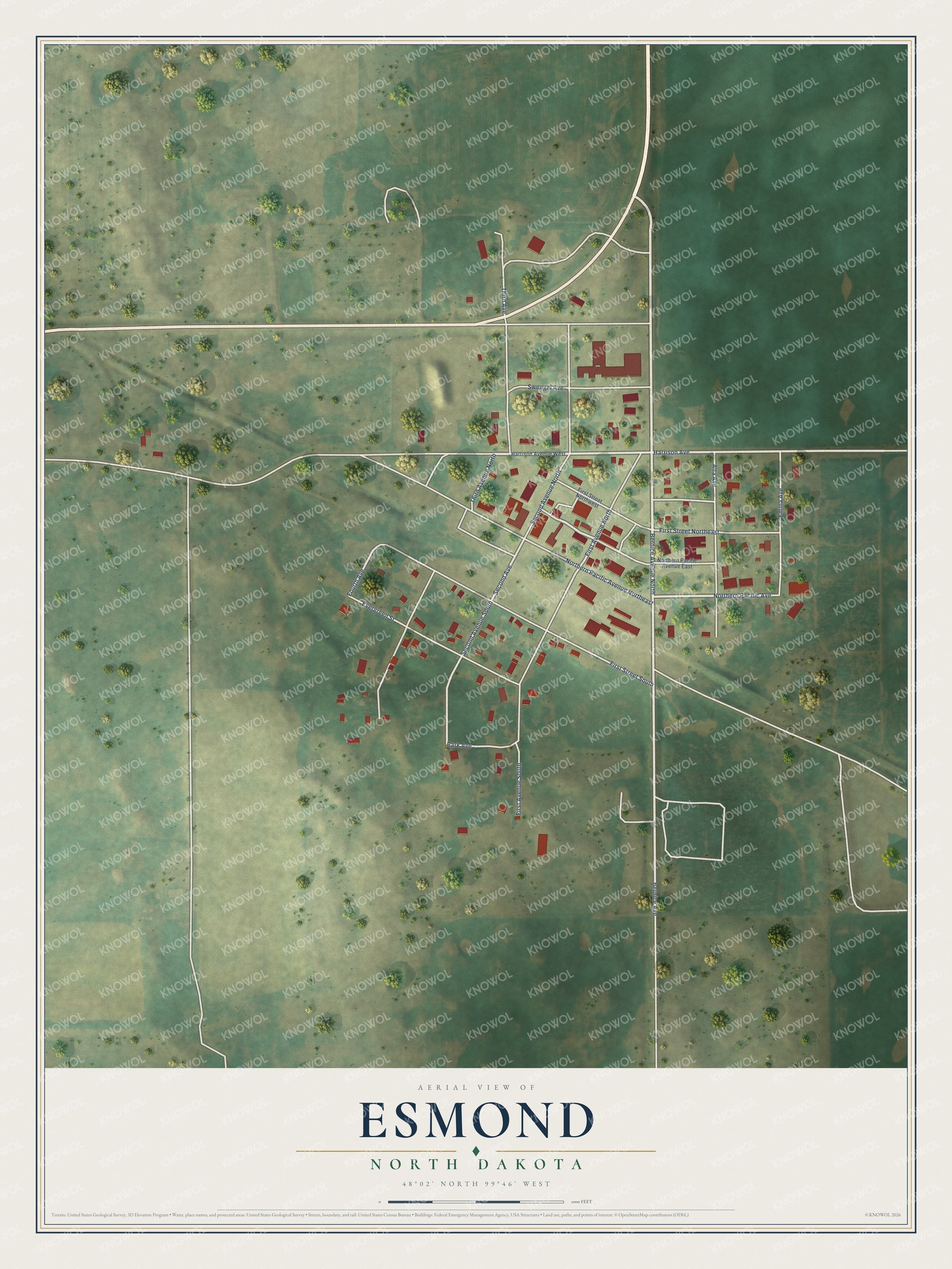 Watermarked full-map preview of Esmond, North Dakota