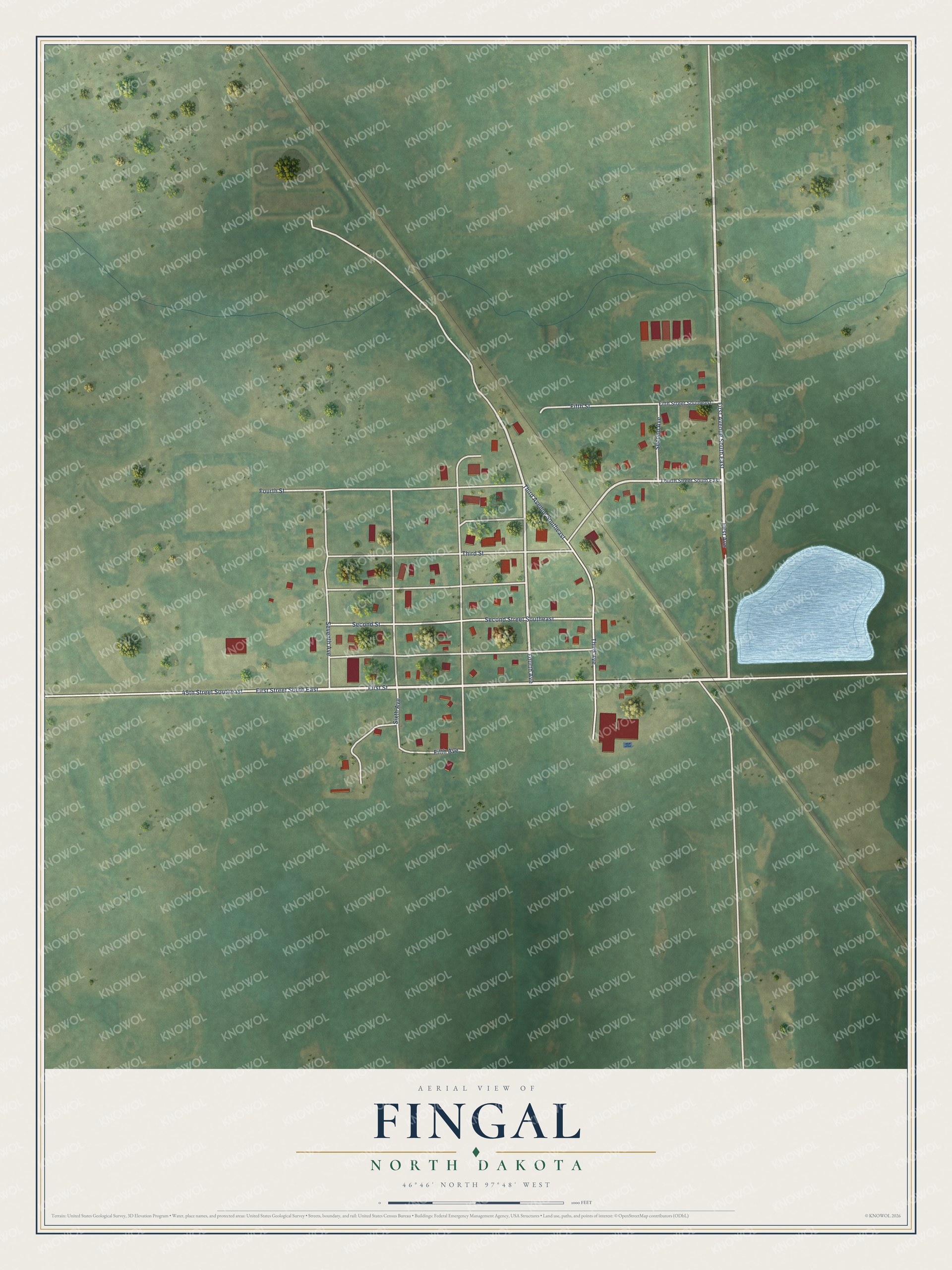 Watermarked full-map preview of Fingal, North Dakota