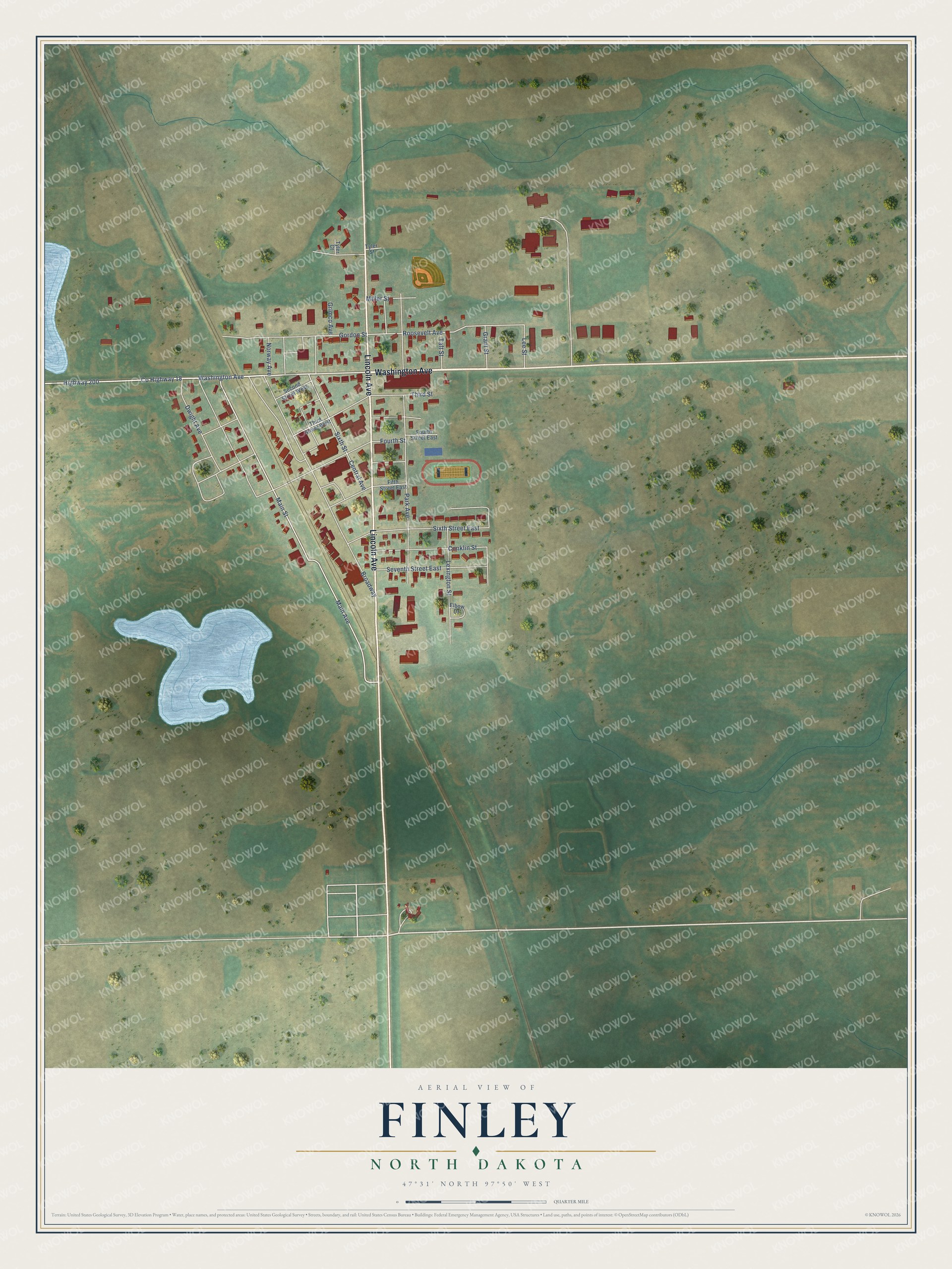 Watermarked full-map preview of Finley, North Dakota