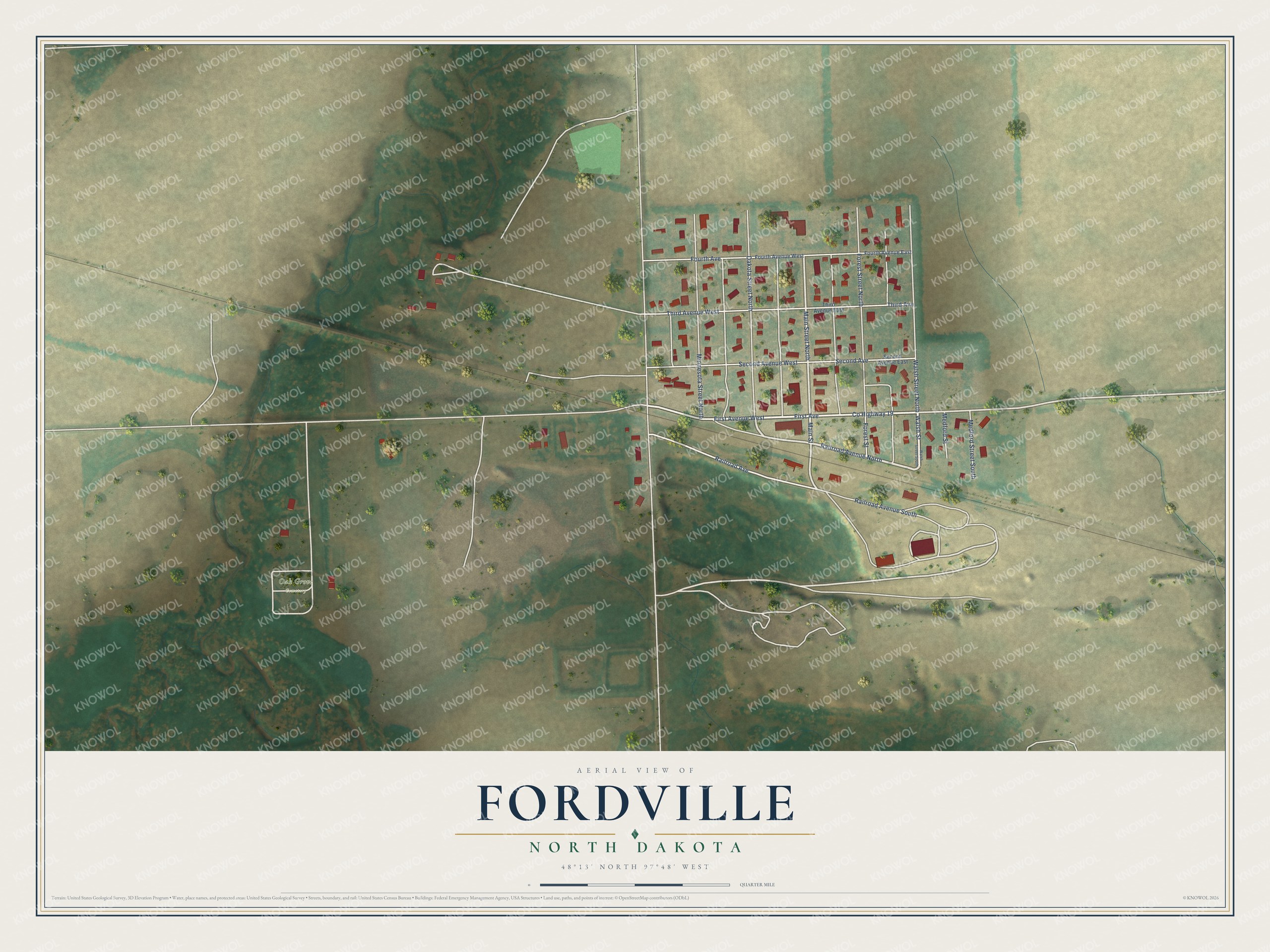 Watermarked full-map preview of Fordville, North Dakota