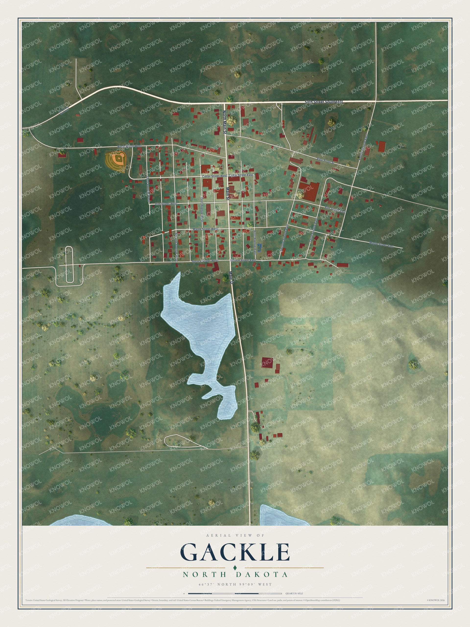 Watermarked full-map preview of Gackle, North Dakota