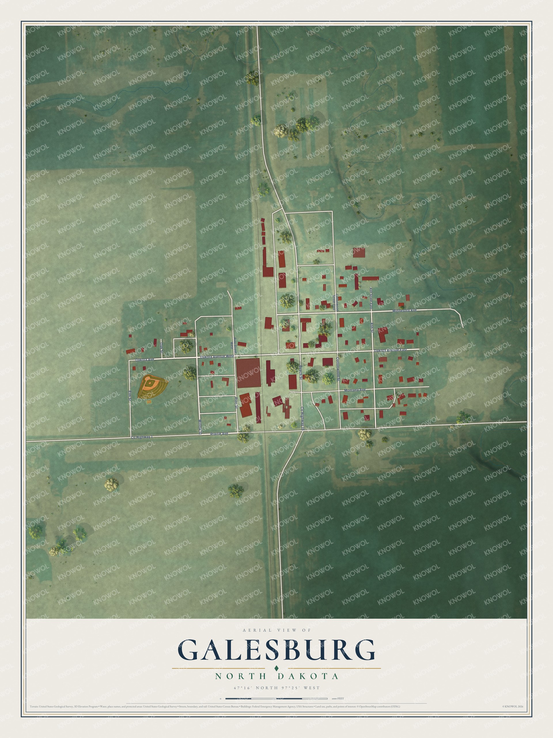 Watermarked full-map preview of Galesburg, North Dakota