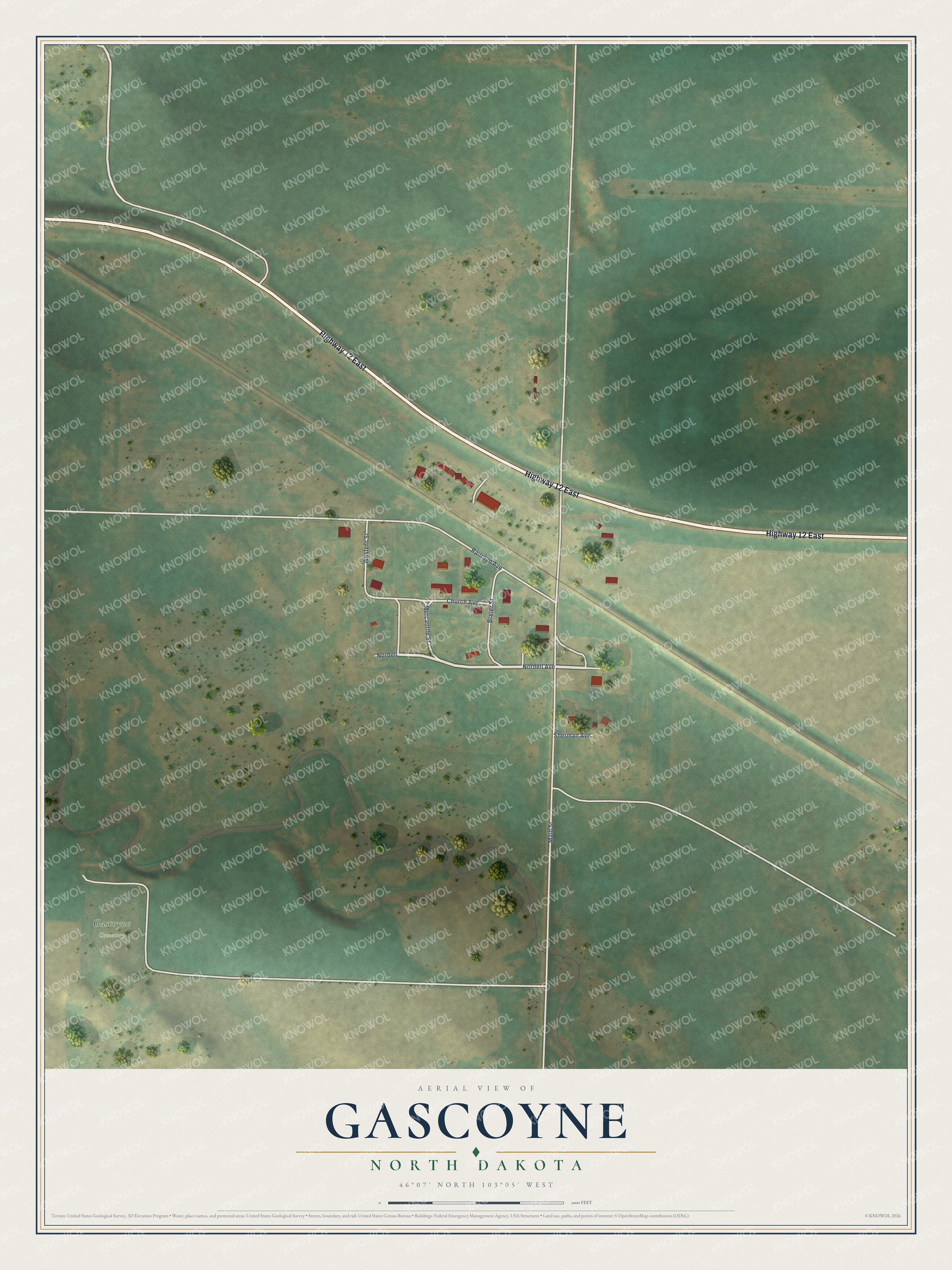 Watermarked full-map preview of Gascoyne, North Dakota