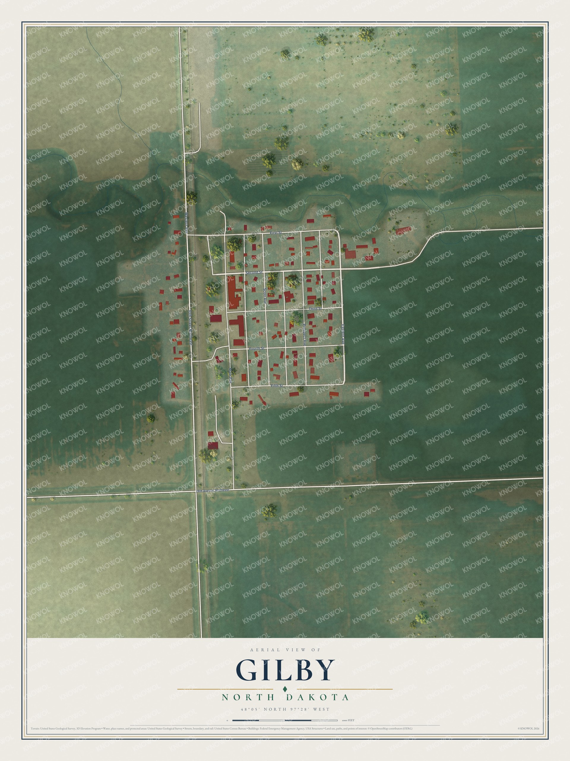Watermarked full-map preview of Gilby, North Dakota