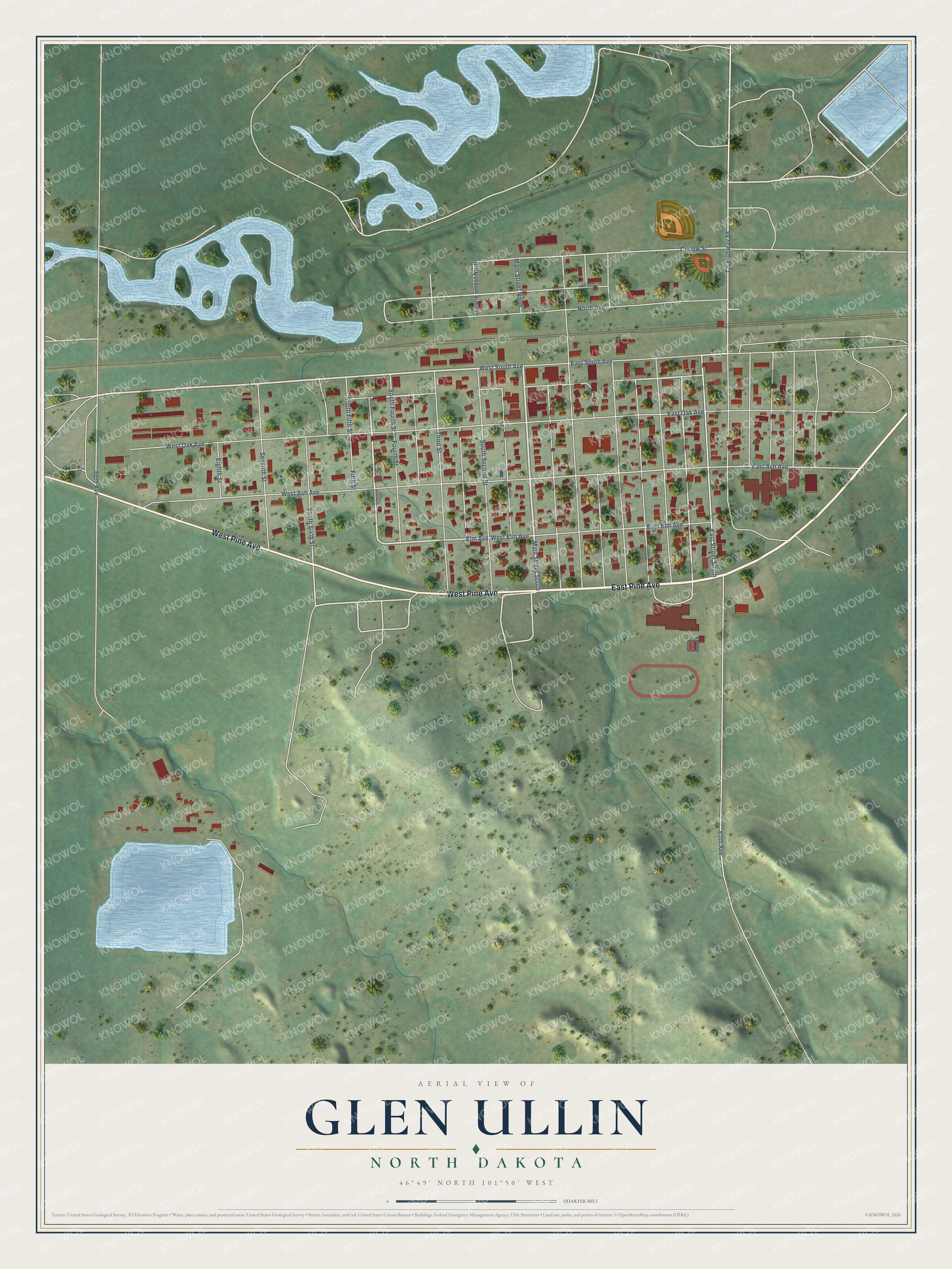 Watermarked full-map preview of Glen Ullin, North Dakota