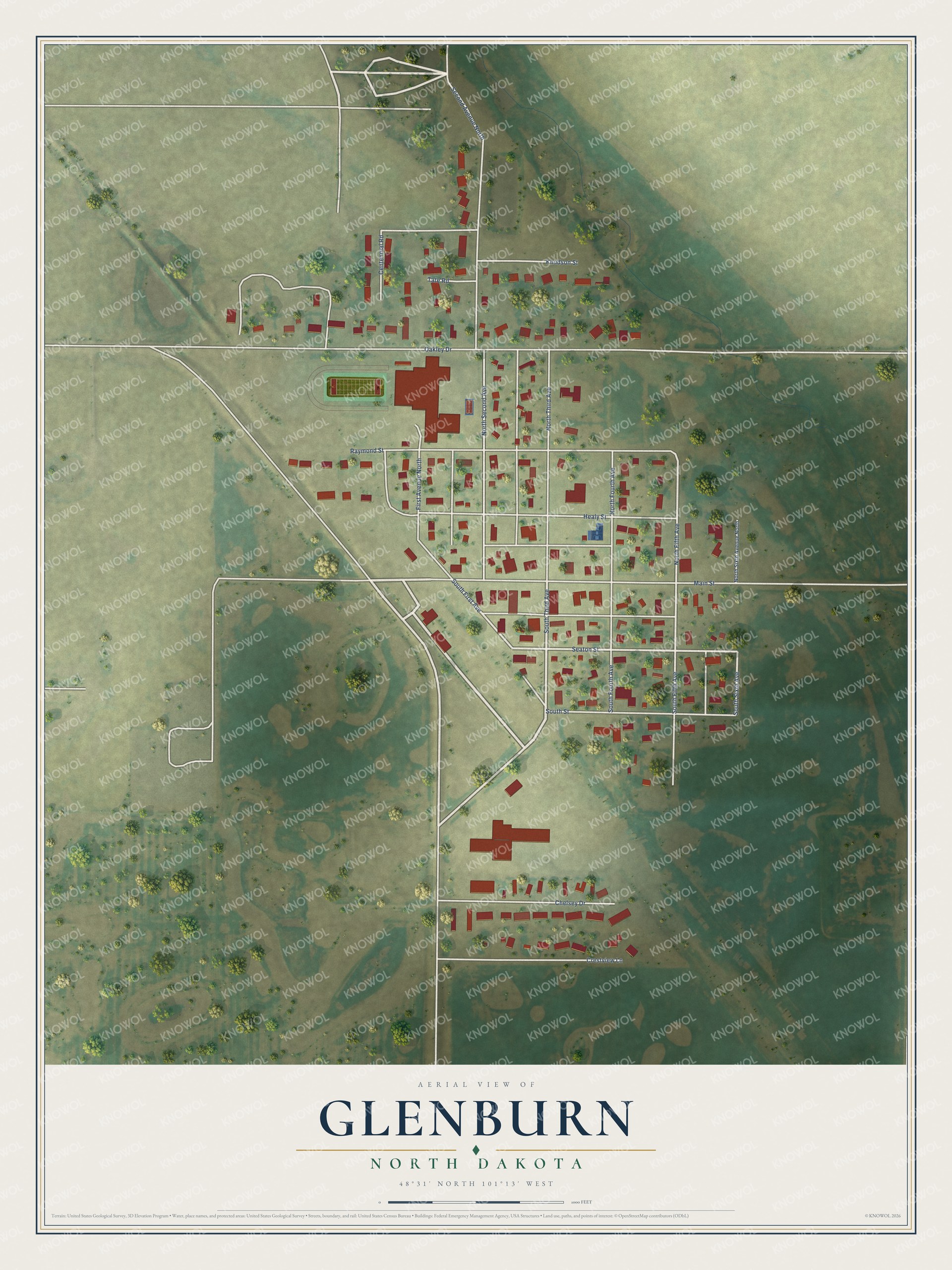 Watermarked full-map preview of Glenburn, North Dakota