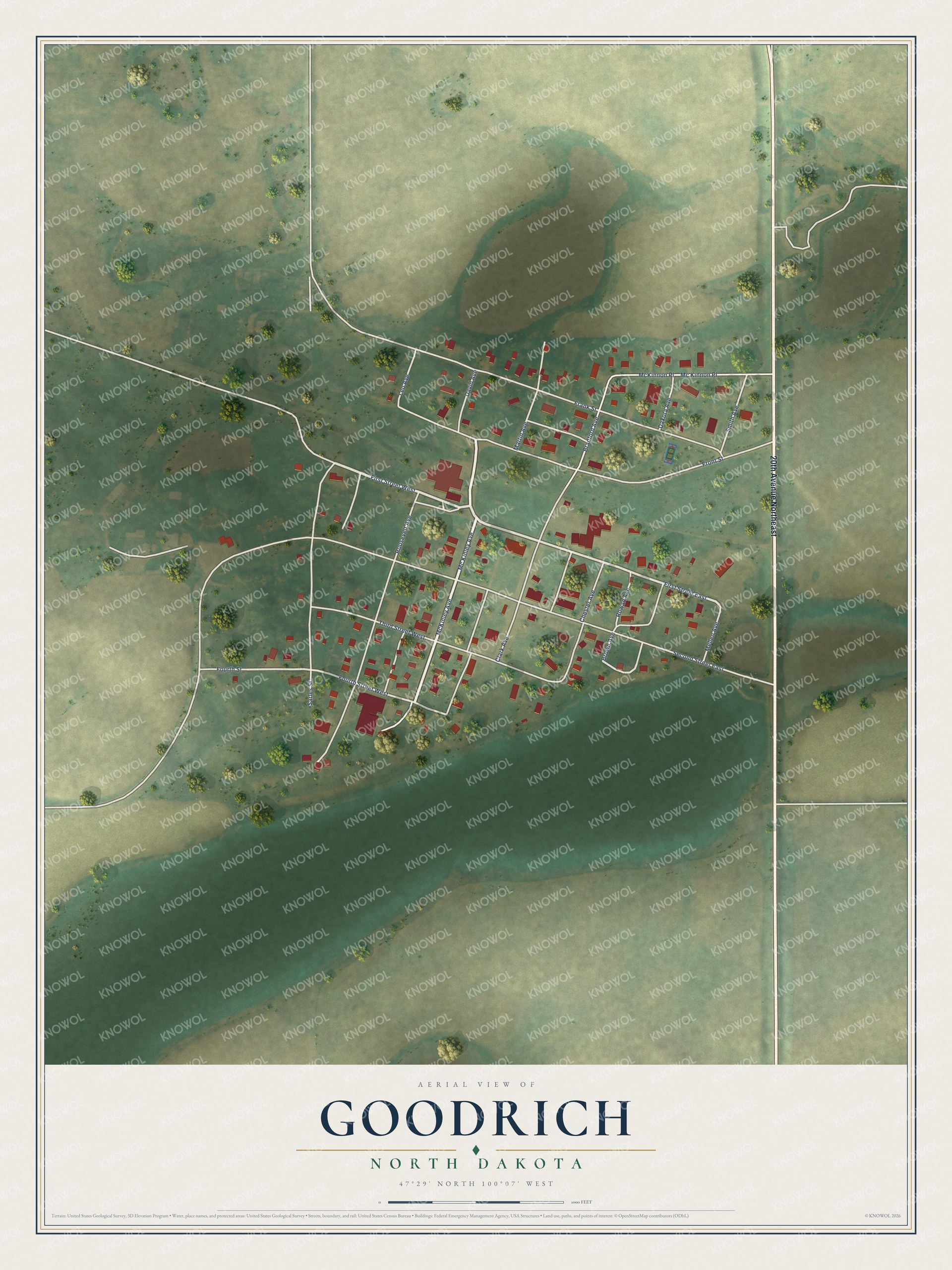 Watermarked full-map preview of Goodrich, North Dakota