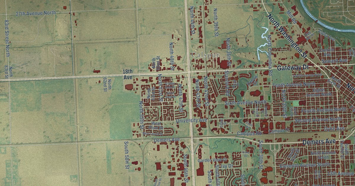Map of Grand Forks, North Dakota in 2026