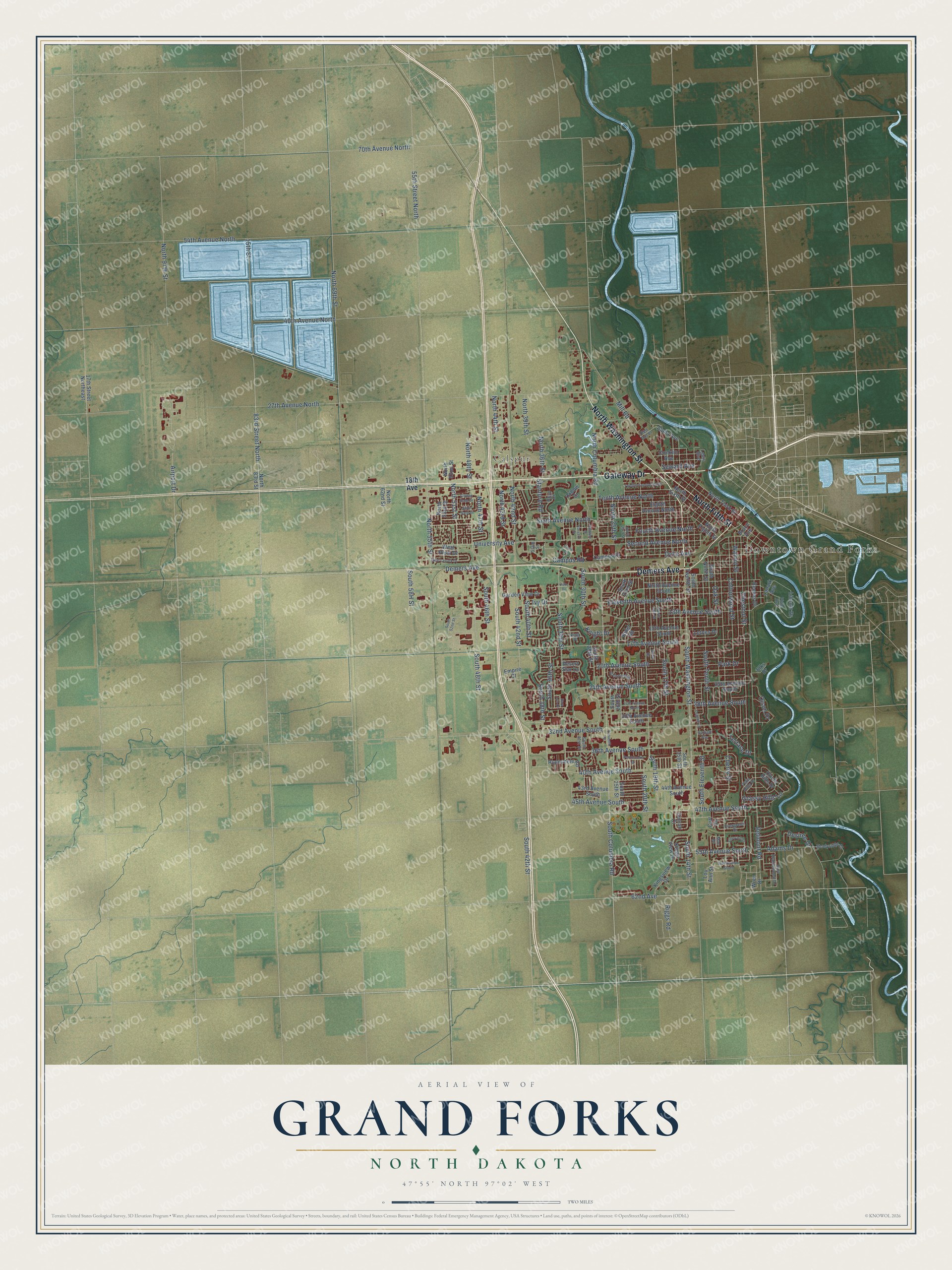 Watermarked full-map preview of Grand Forks, North Dakota