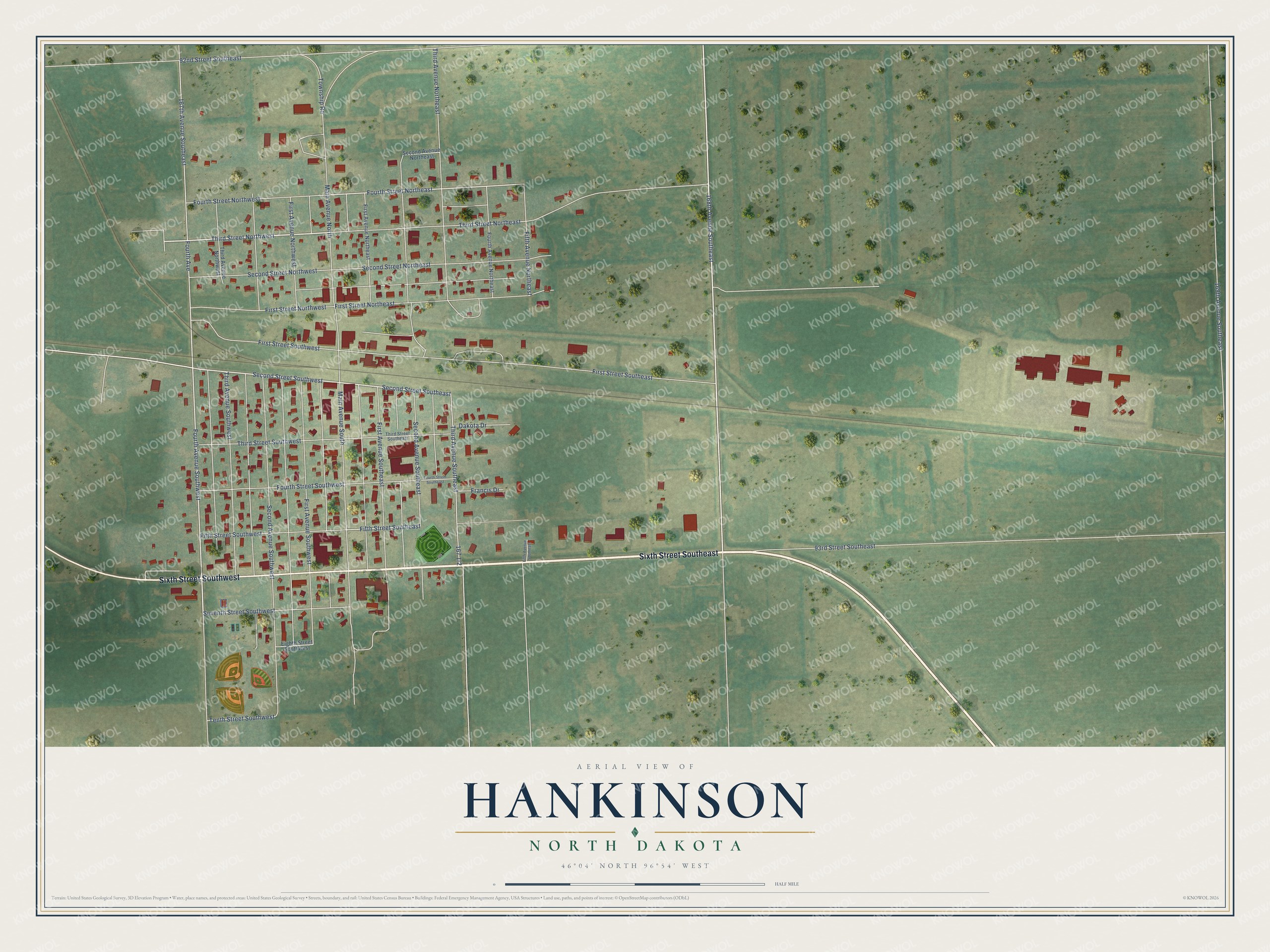 Watermarked full-map preview of Hankinson, North Dakota