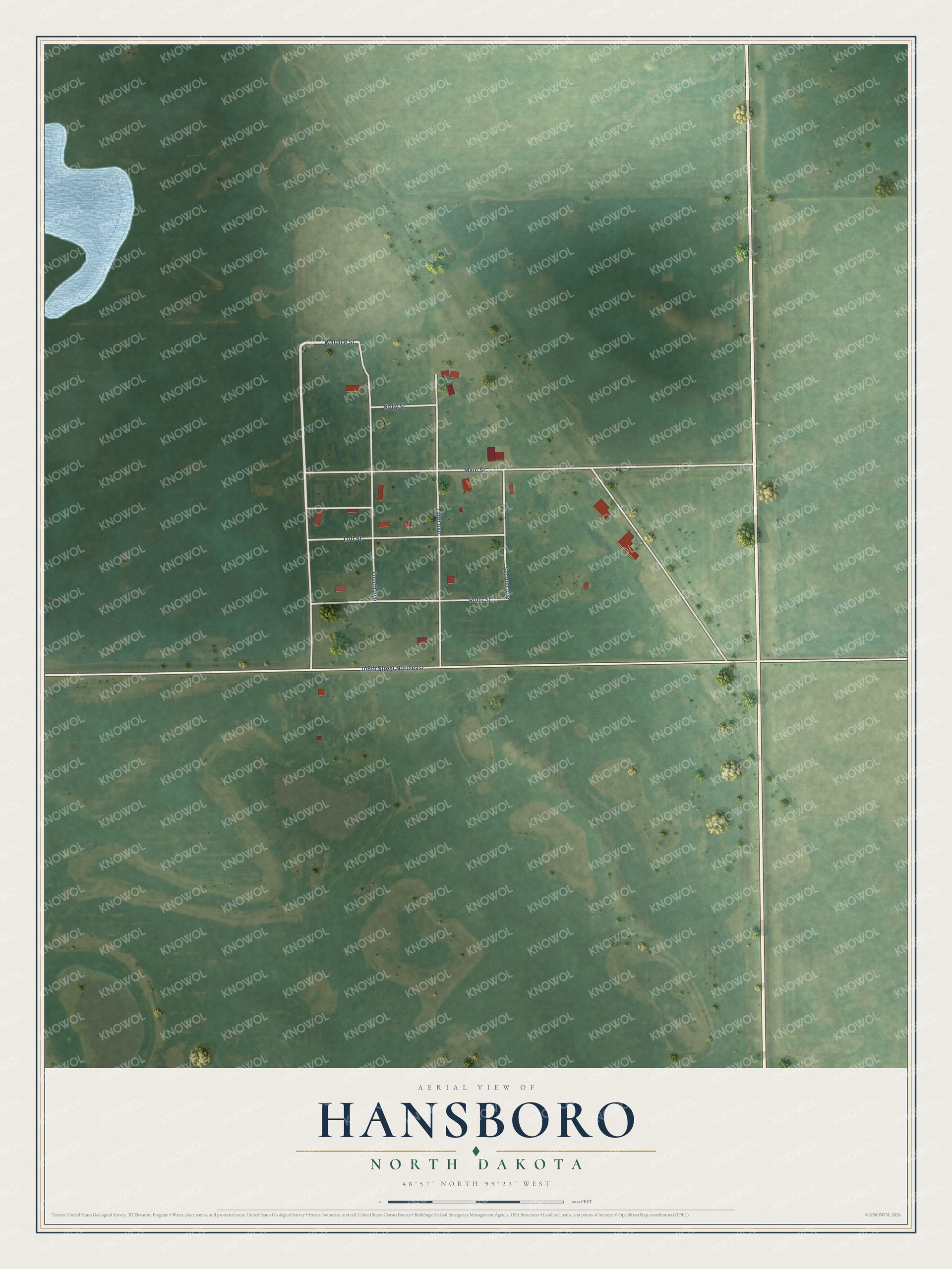 Watermarked full-map preview of Hansboro, North Dakota
