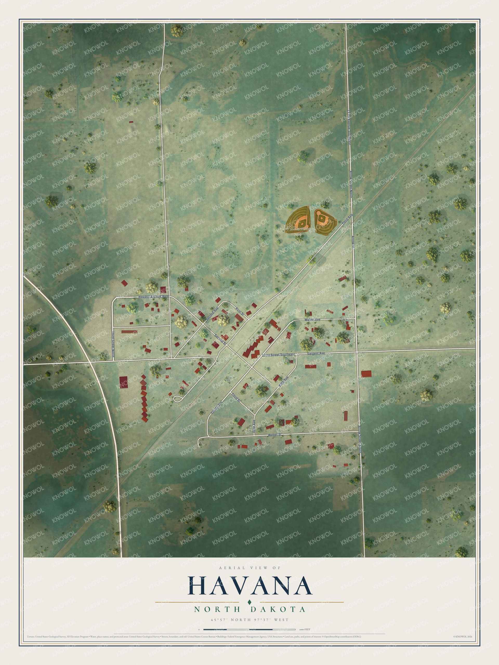 Watermarked full-map preview of Havana, North Dakota