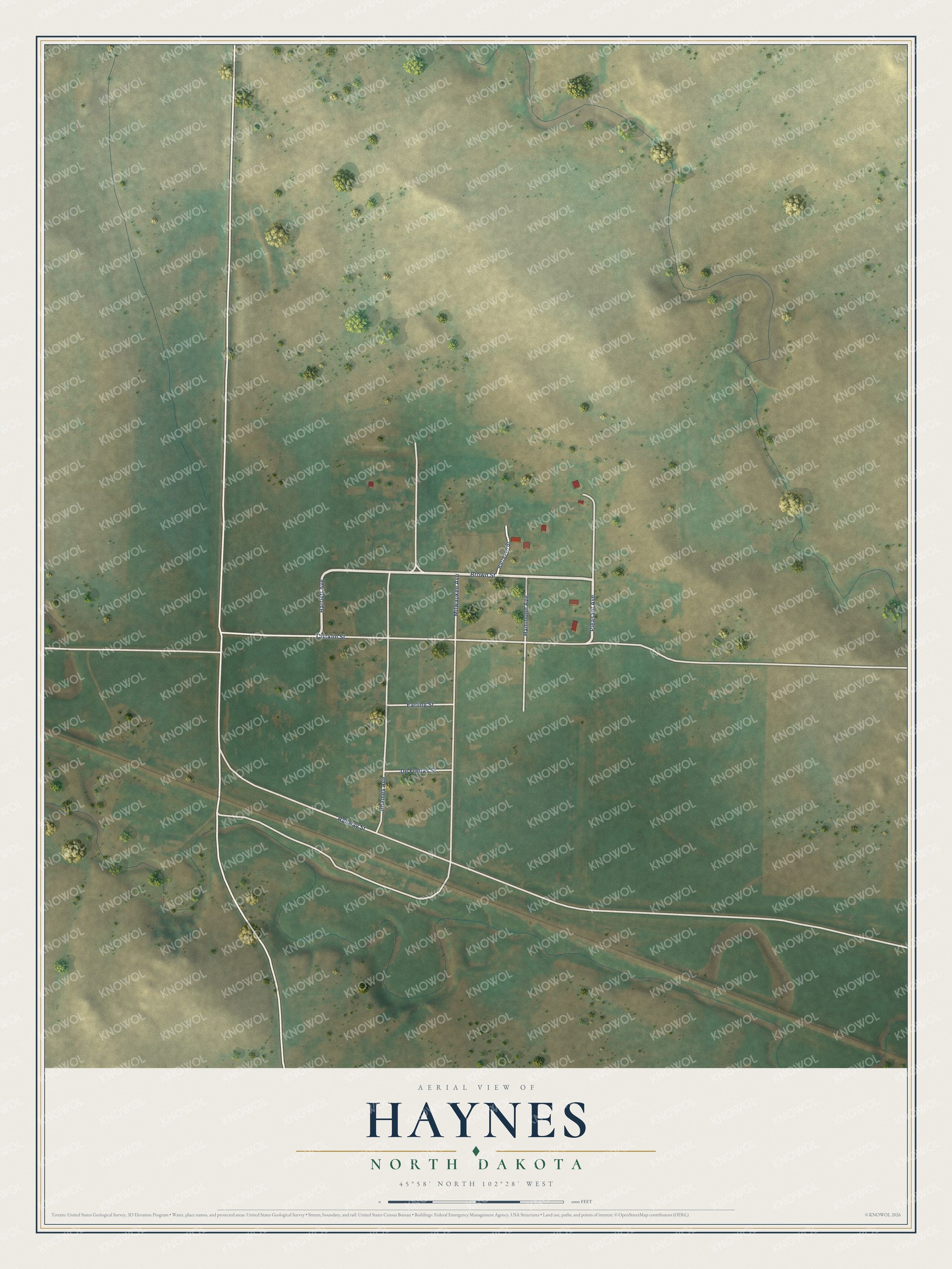 Watermarked full-map preview of Haynes, North Dakota