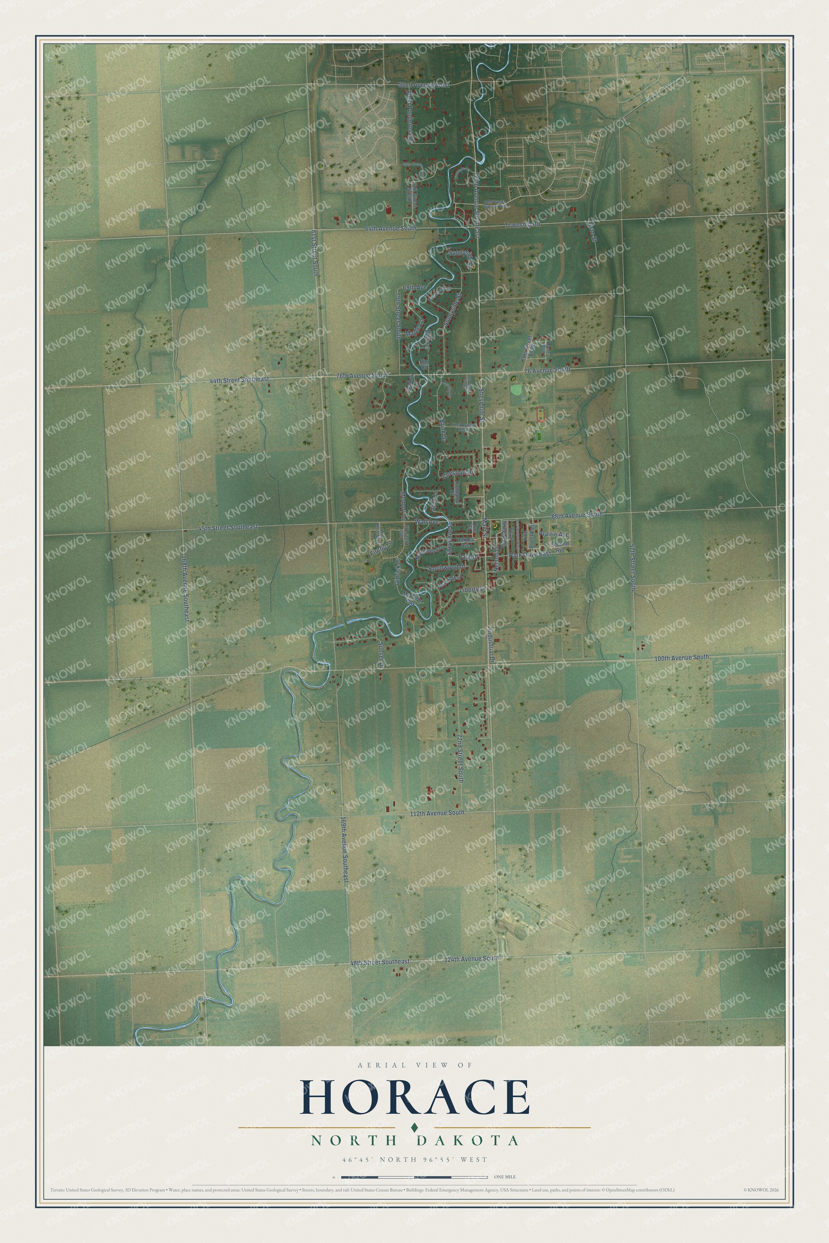 Watermarked full-map preview of Horace, North Dakota