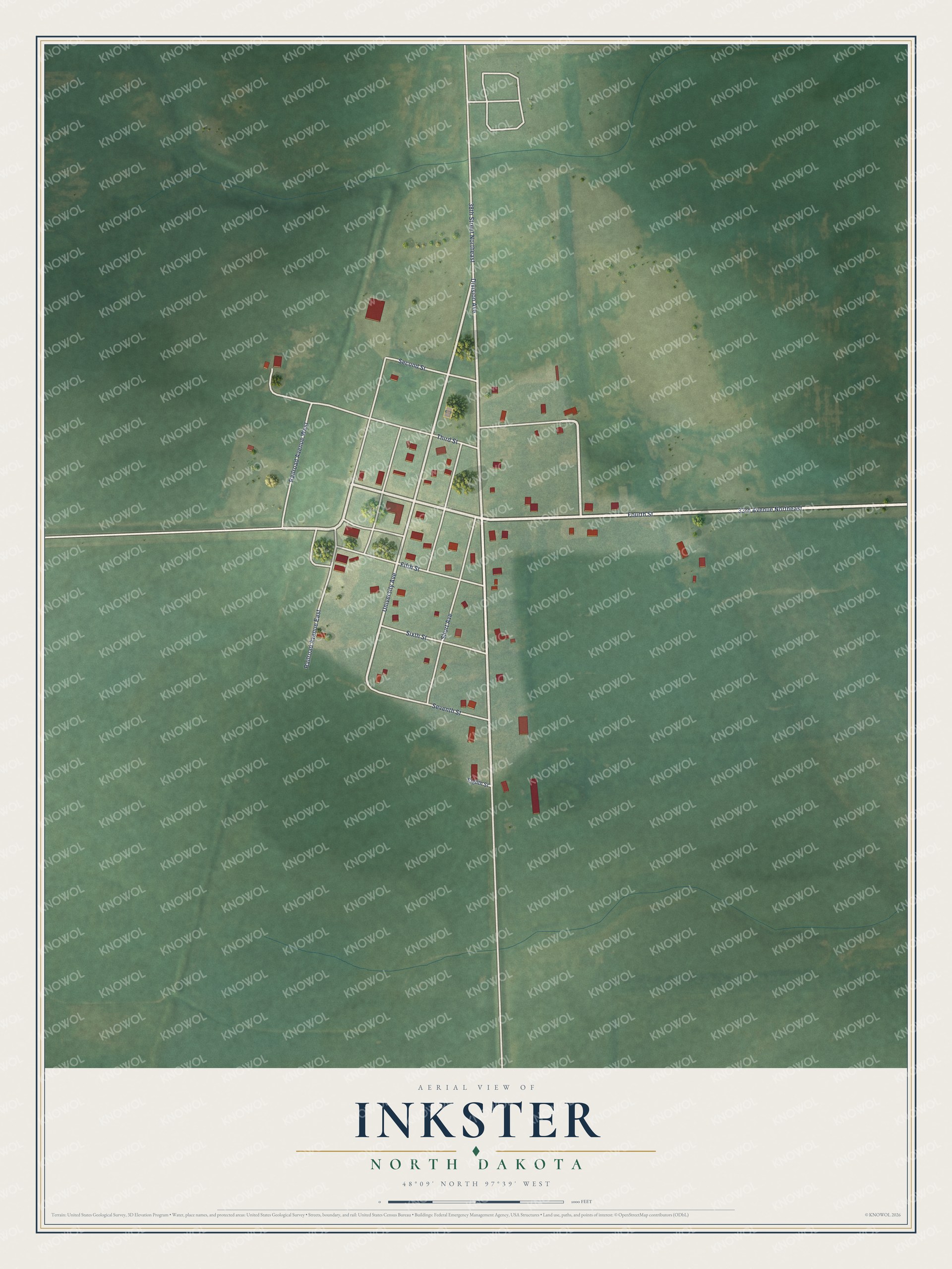 Watermarked full-map preview of Inkster, North Dakota