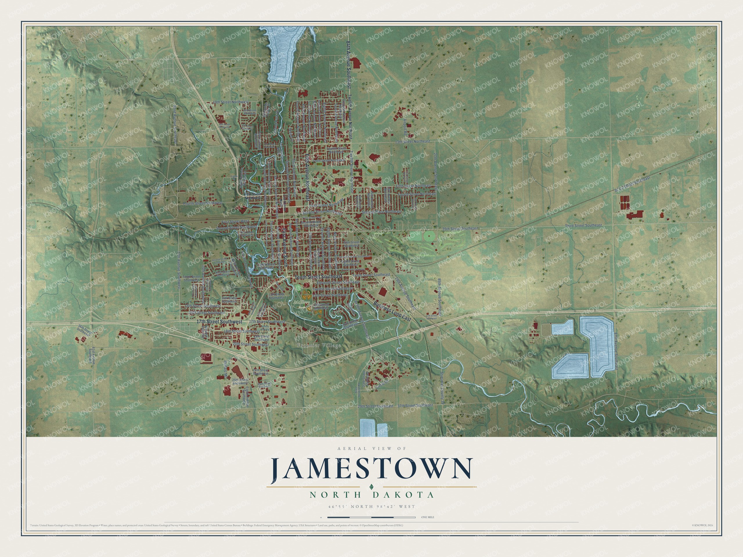 Watermarked full-map preview of Jamestown, North Dakota