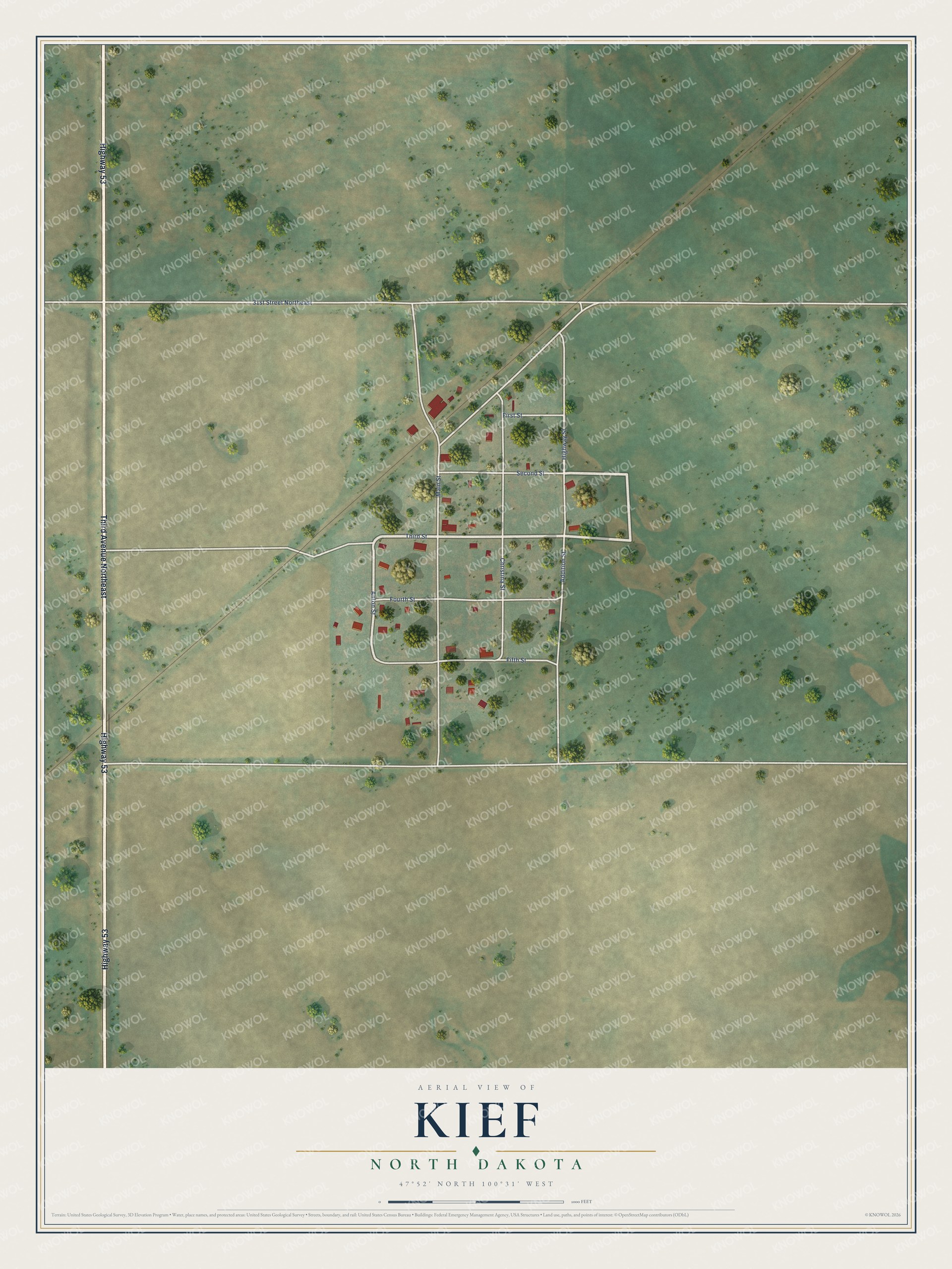 Watermarked full-map preview of Kief, North Dakota