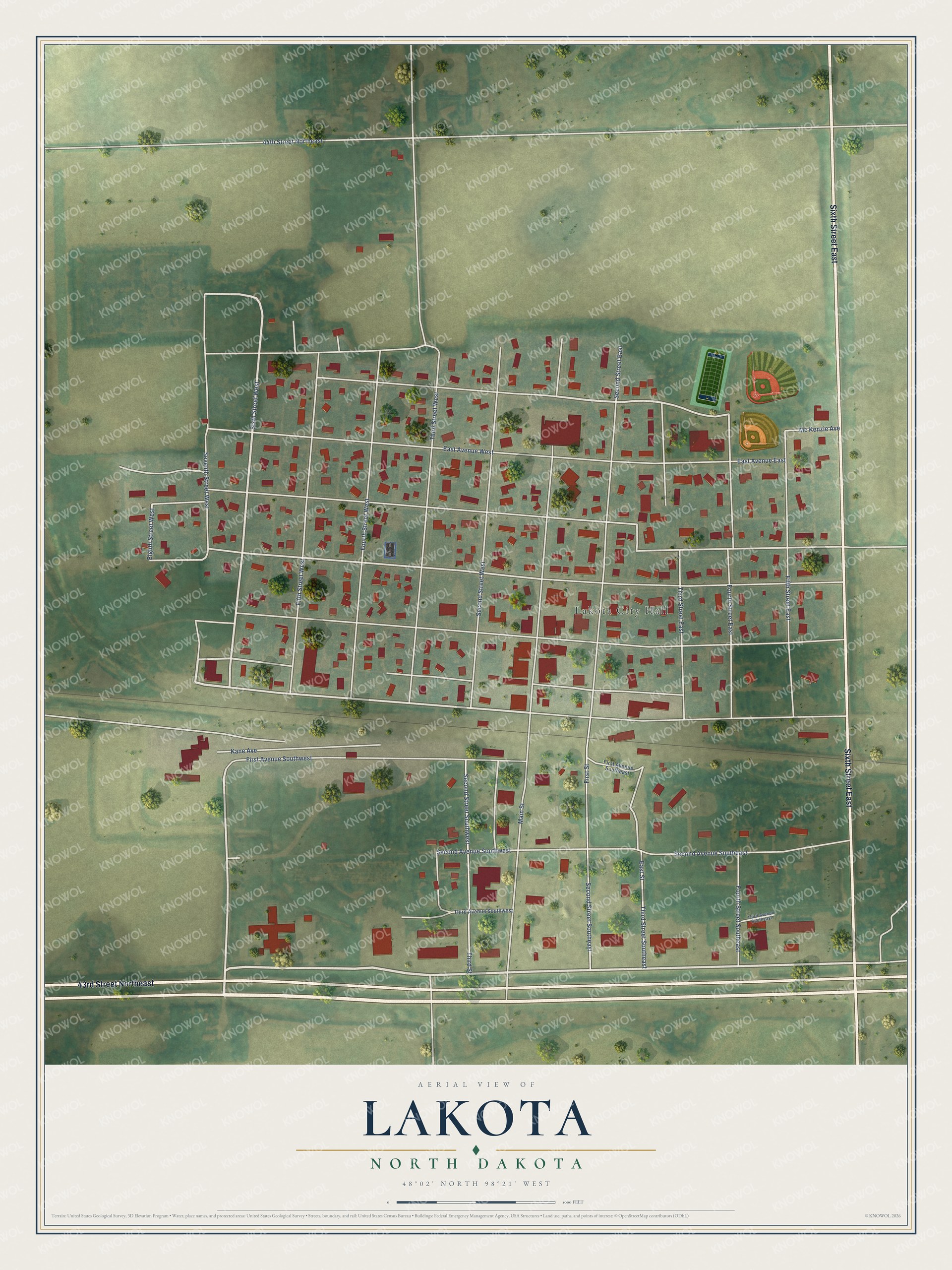 Watermarked full-map preview of Lakota, North Dakota