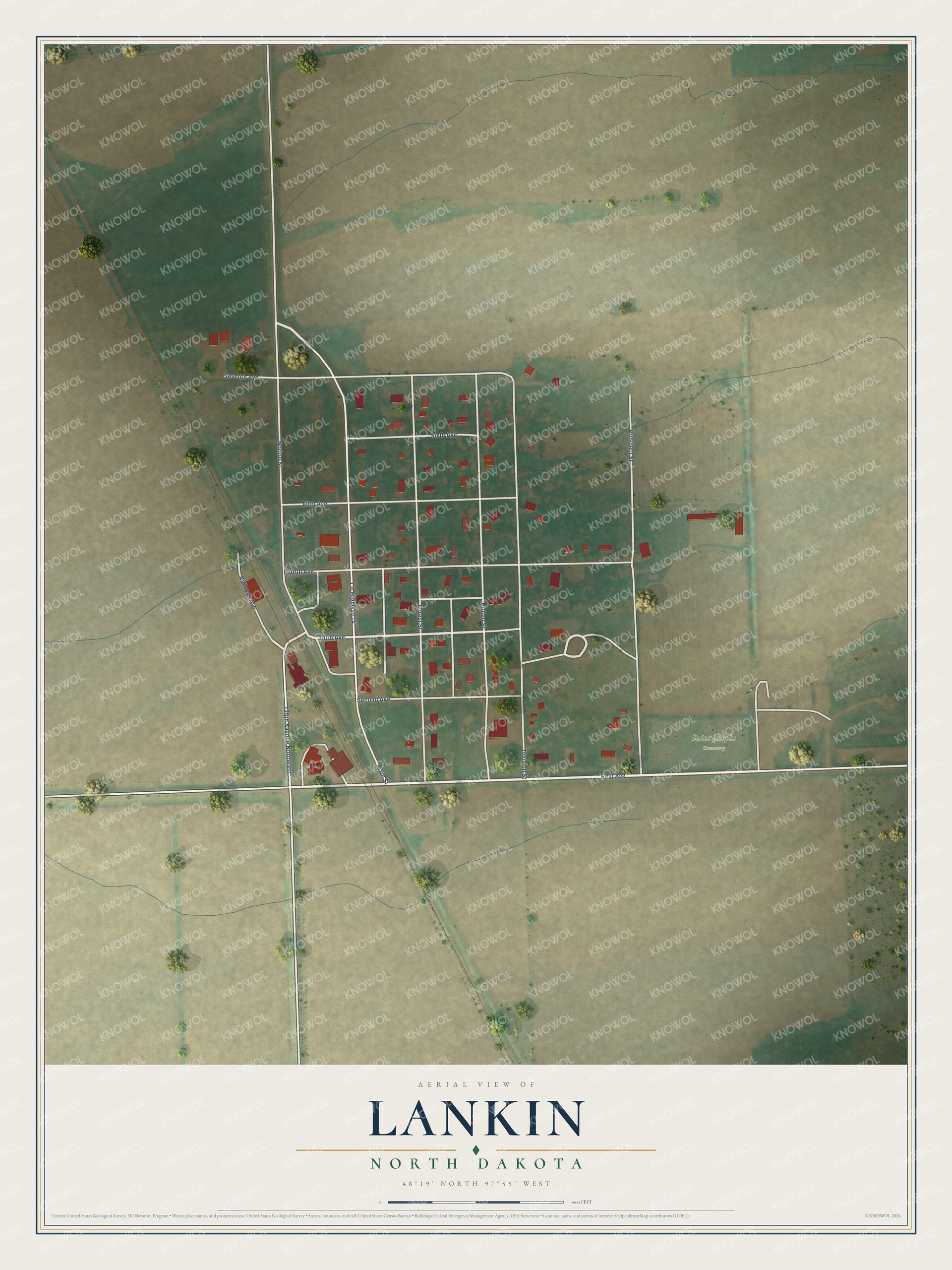 Watermarked full-map preview of Lankin, North Dakota