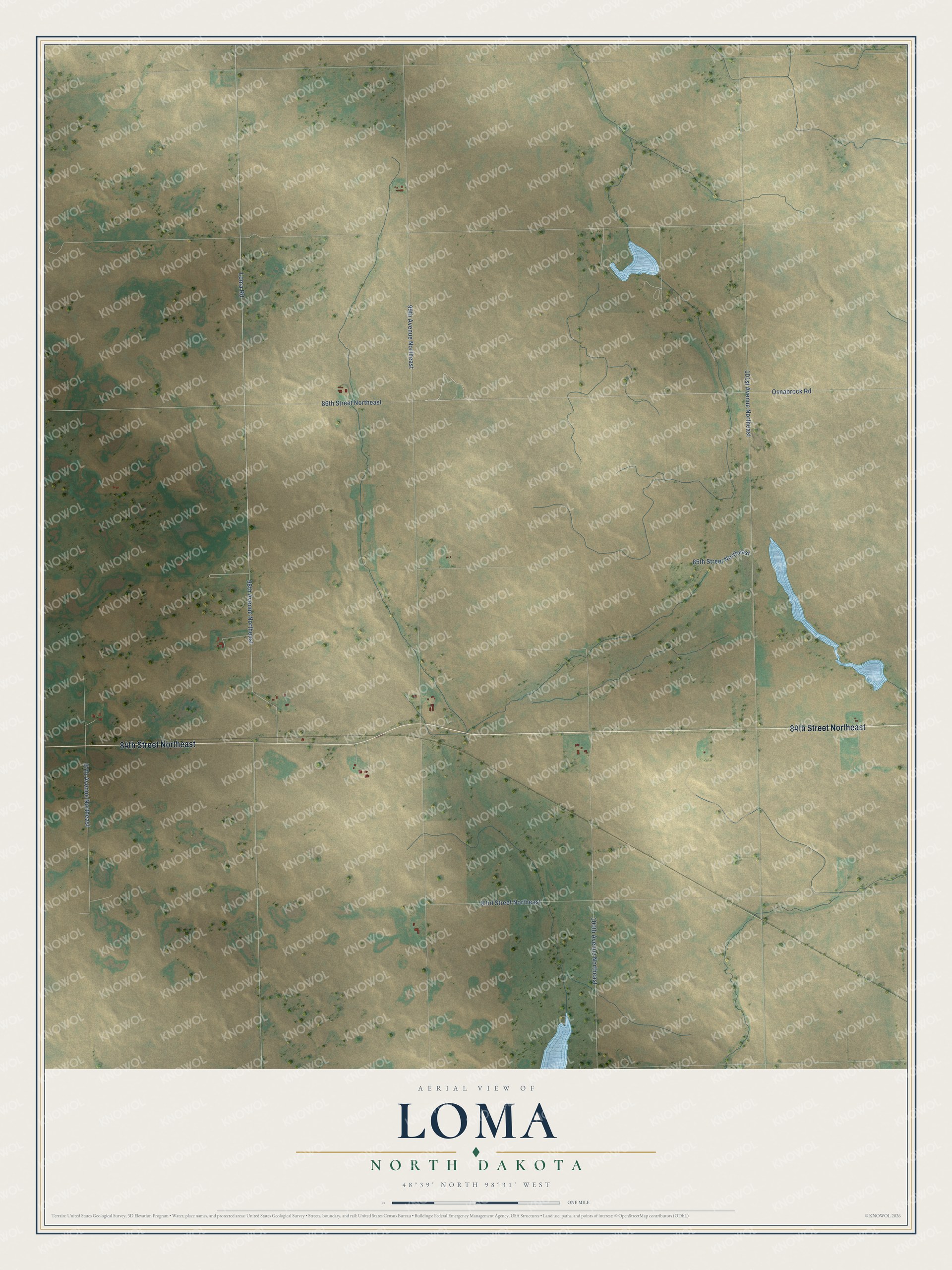 Watermarked full-map preview of Loma, North Dakota
