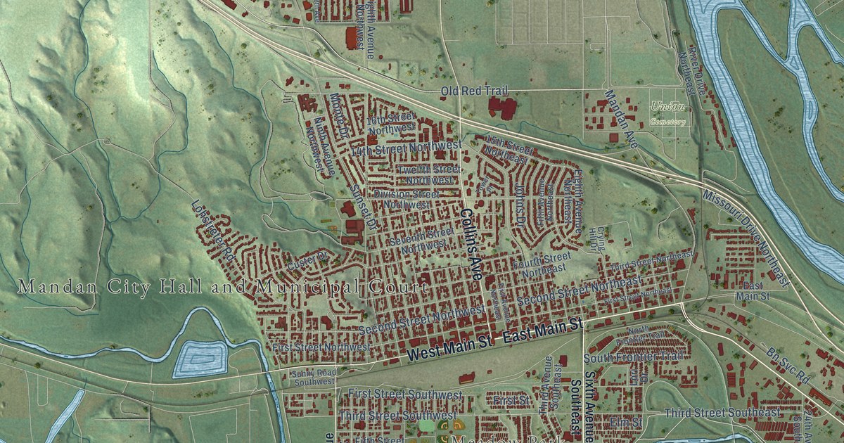 Map of Mandan, North Dakota in 2026